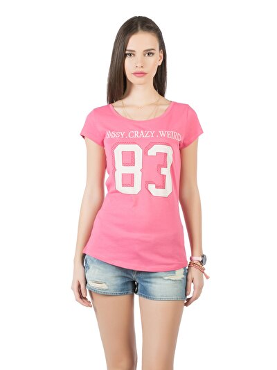 COLINS фуксия женский футболки короткий рукав COLINS фуксия женский футболки короткий рукав<br>Пол: женский; Цвет: фуксия; Размер INT: S;