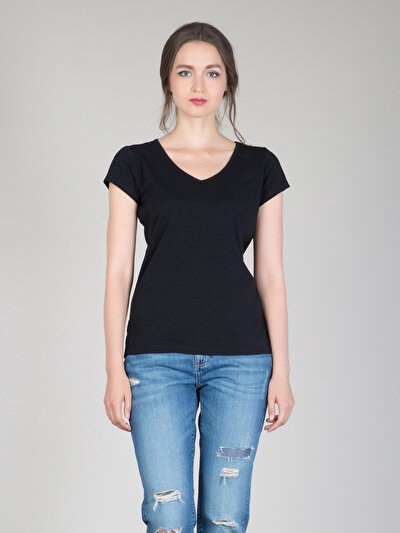 COLINS черный женский футболки короткий рукав COLINS черный женский футболки короткий рукав<br>Пол: женский; Цвет: черный; Размер INT: XL;