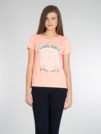 COLINS кораловый женский футболки короткий рукав COLINS кораловый женский футболки короткий рукав<br>Пол: женский; Цвет: коралл меланж; Размер INT: XS;
