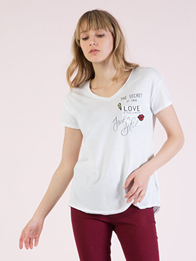 COLINS белый женский футболки короткий рукав COLINS белый женский футболки короткий рукав<br>Пол: женский; Цвет: белый; Размер INT: XS;
