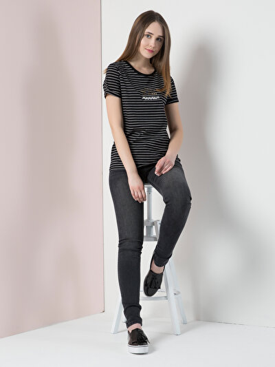 COLINS черный женский футболки короткий рукав COLINS черный женский футболки короткий рукав<br>Пол: женский; Цвет: черный; Размер INT: L;