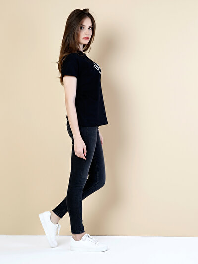 COLINS черный женский футболки короткий рукав COLINS черный женский футболки короткий рукав<br>Пол: женский; Цвет: черный; Размер INT: L;