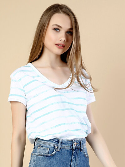 COLINS зеленый женский футболки короткий рукав COLINS зеленый женский футболки короткий рукав<br>Пол: женский; Цвет: зеленая мята; Размер INT: S;