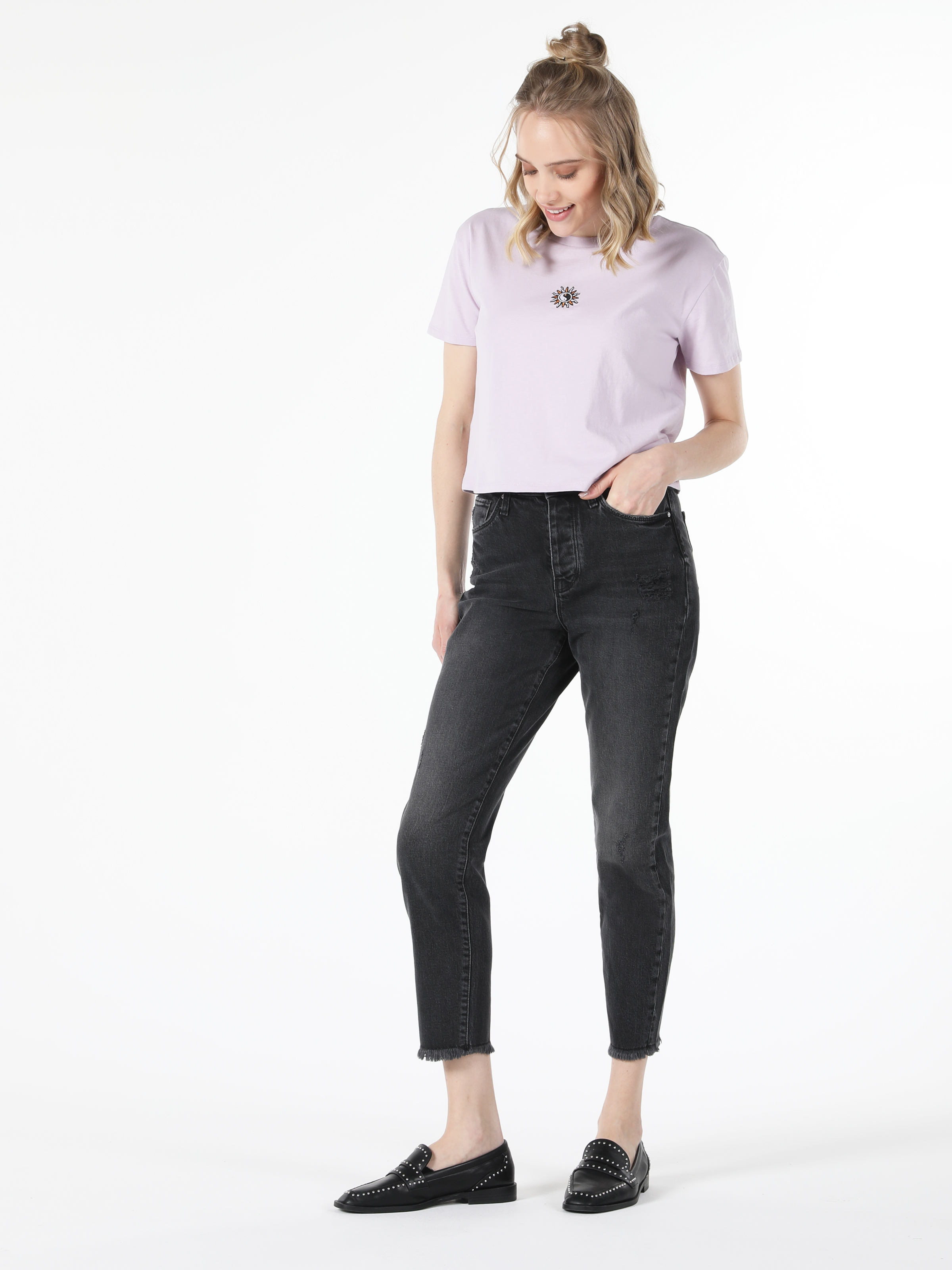 Показать информацию о Slim fit средний талия узкие женские джинсы