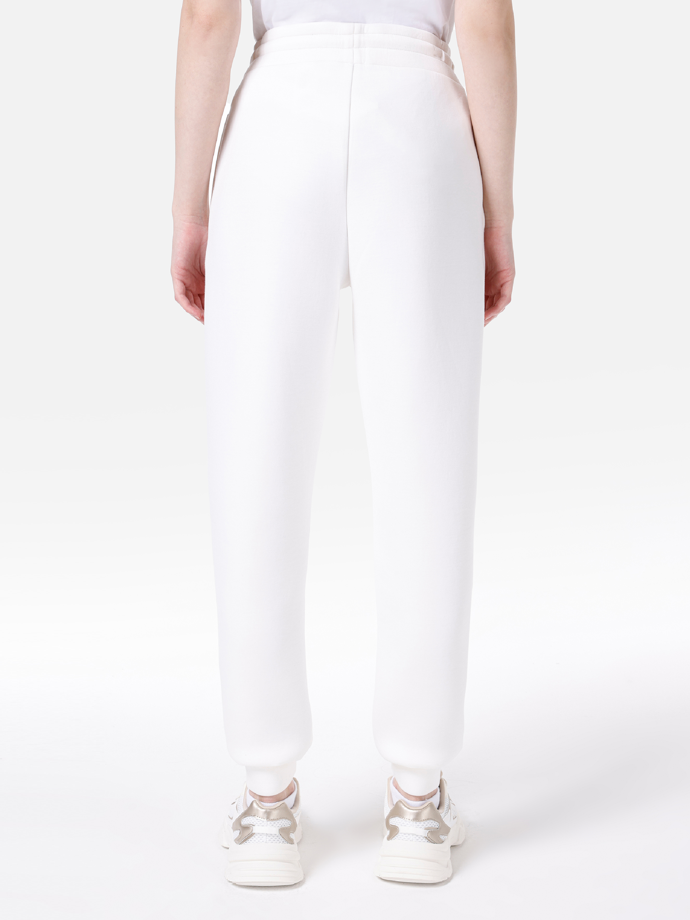 Показать информацию о Женские белые спортивные штаны с принтом slim fit средняя посадка