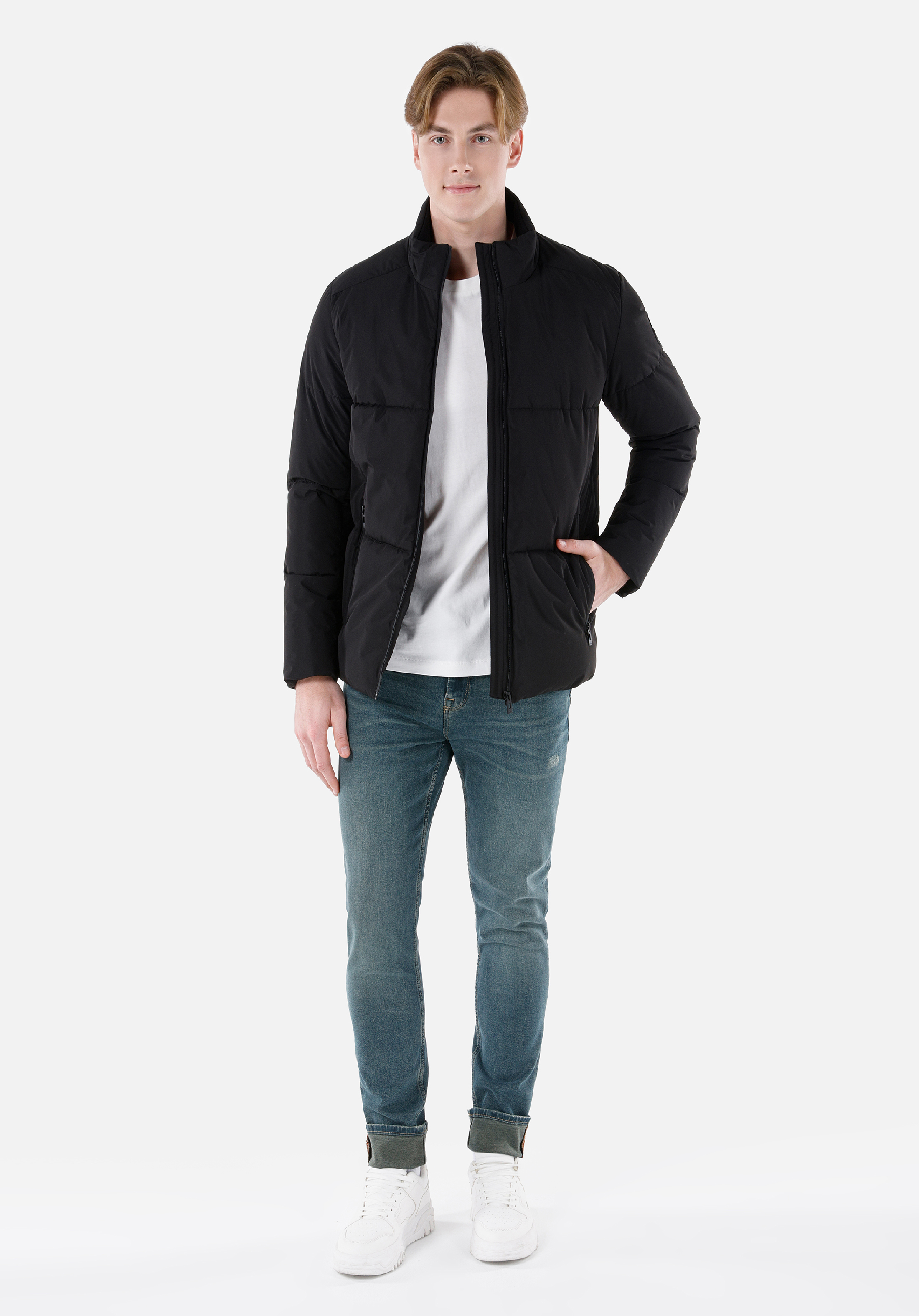 Показать информацию о Slim fit мужское черное пальто