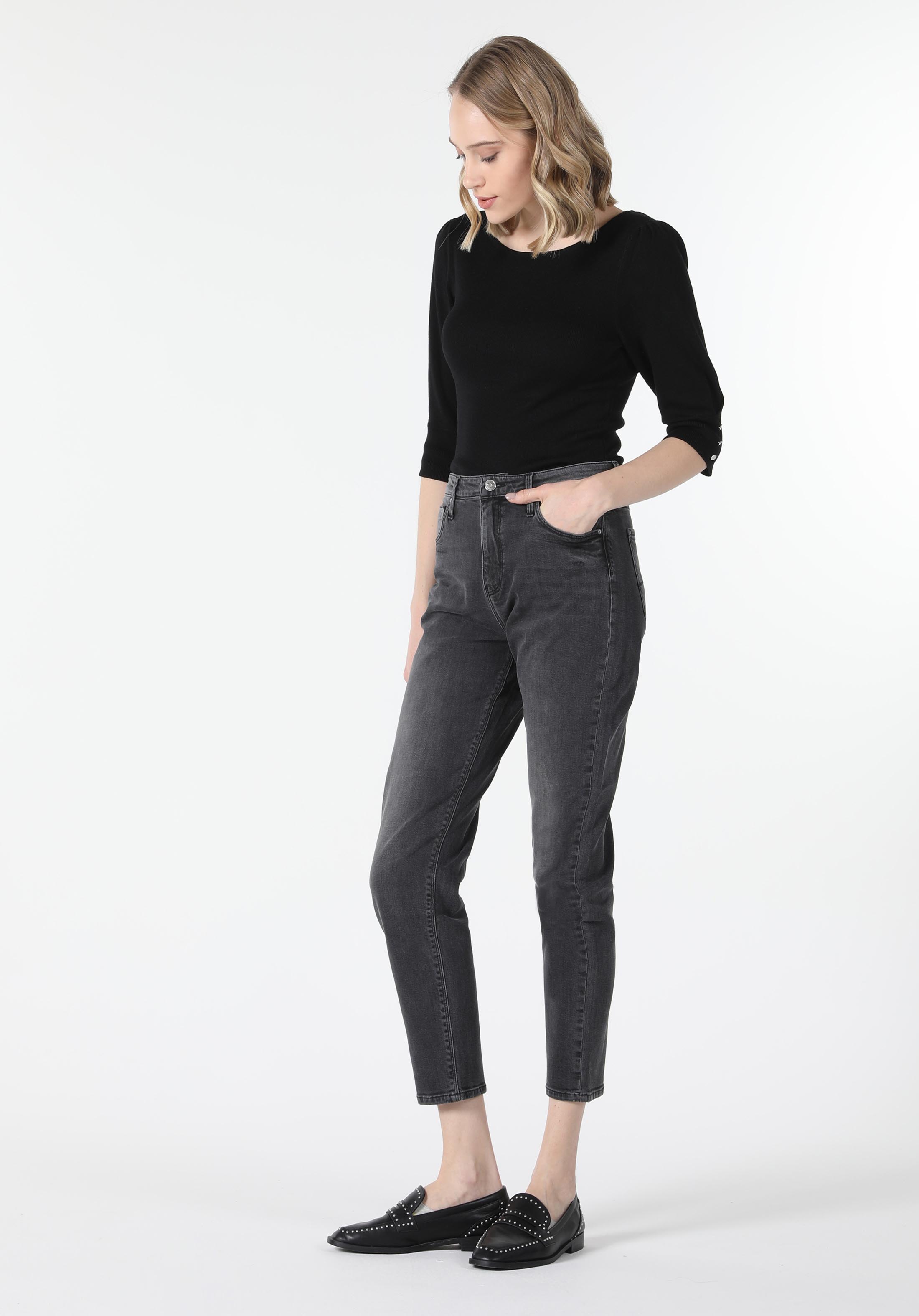 Показать информацию о Slim fit средний талия узкие женские джинсы