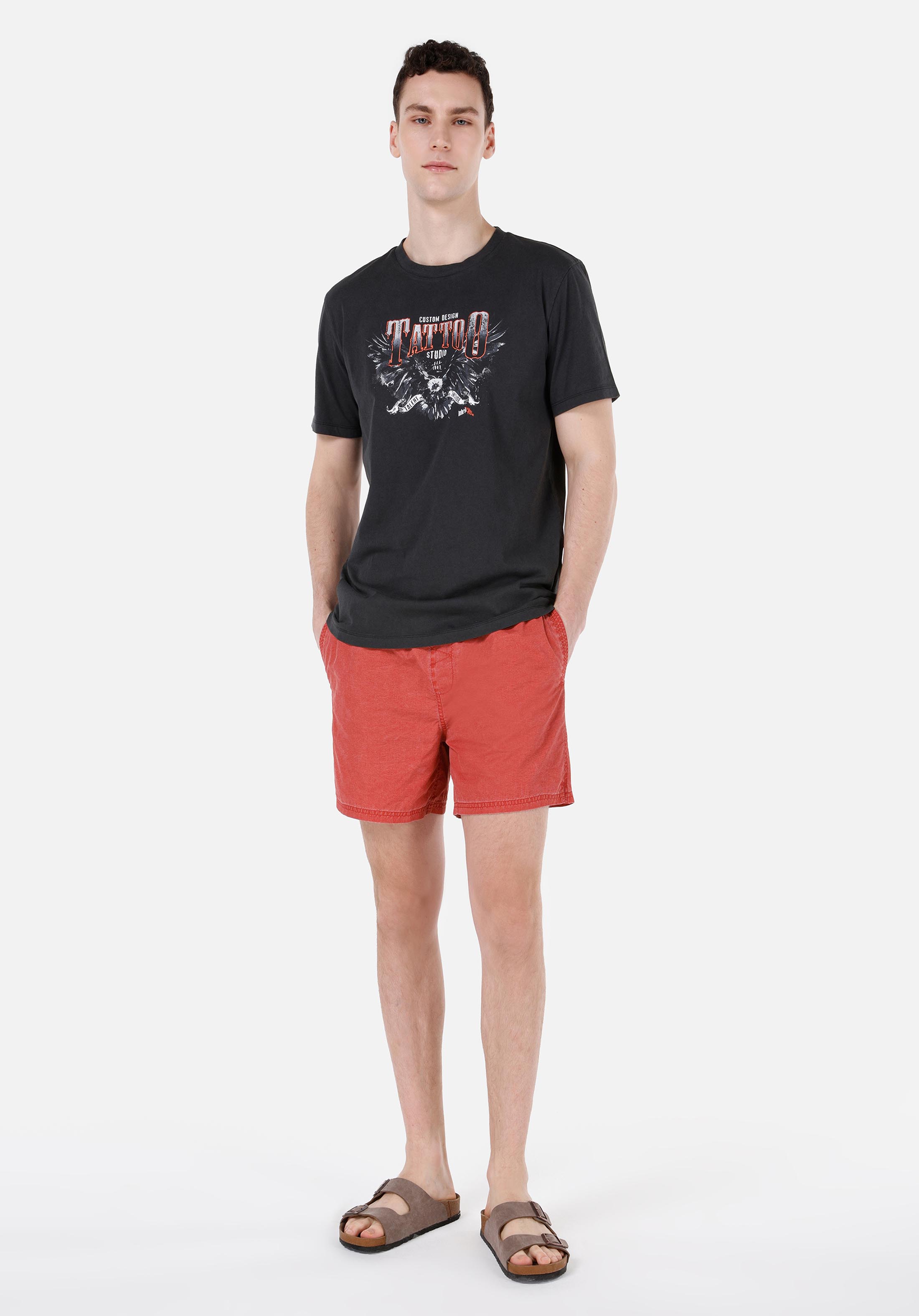 Показать информацию о Slim fit мужские красные плавательные шорты