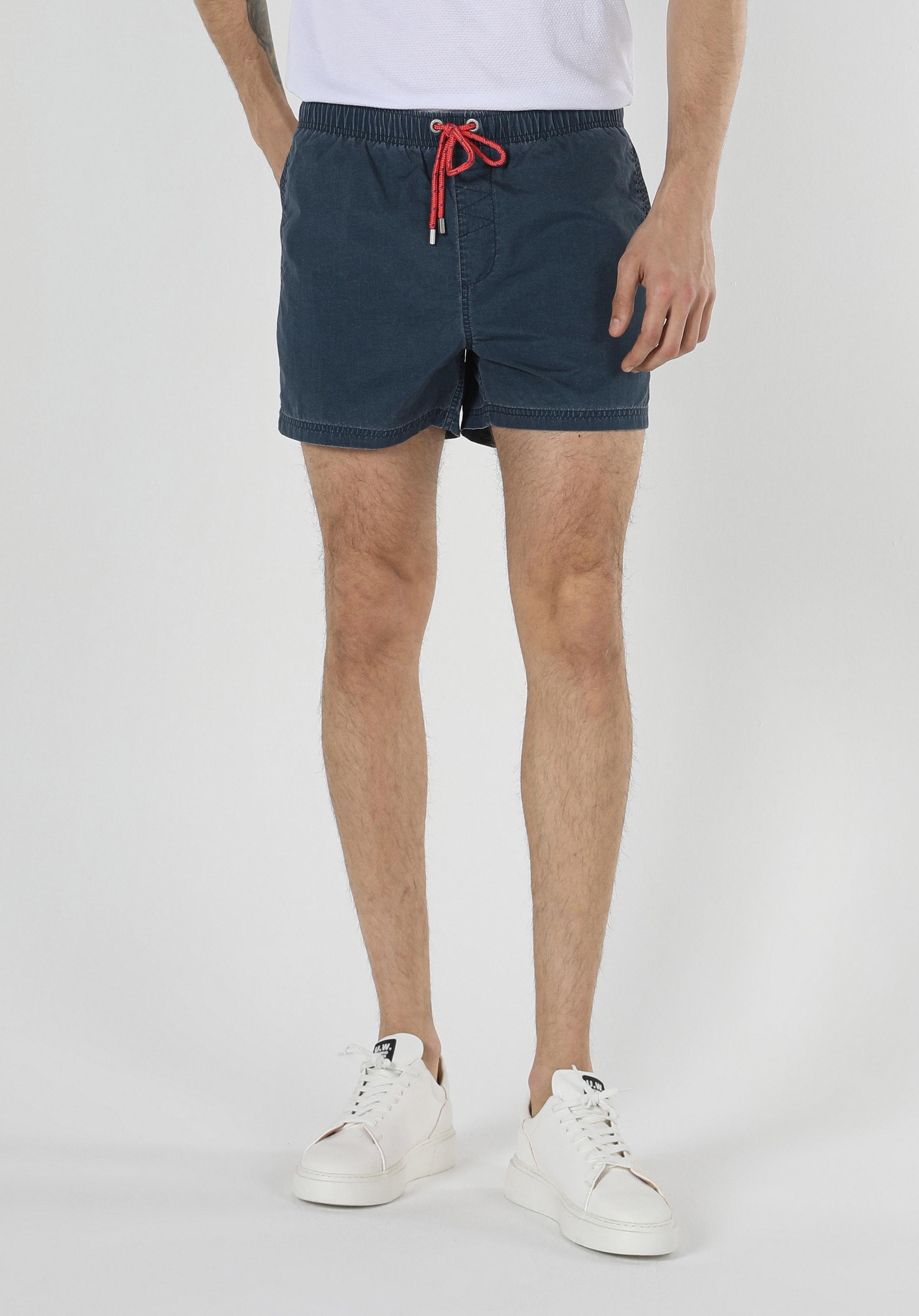 Показать информацию о Slim fit прямые мужские синие плавательные шорты