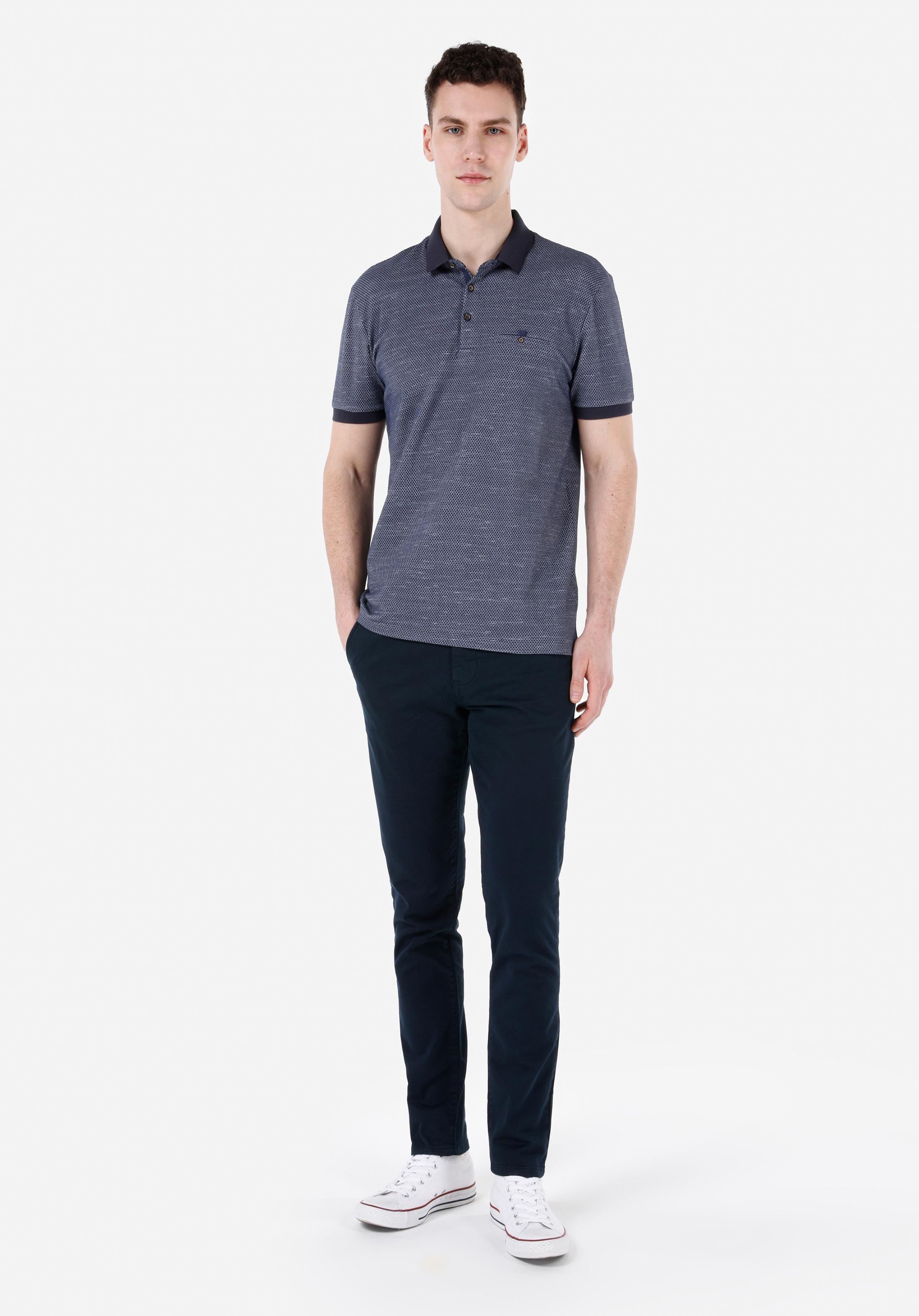 Показать информацию о Мужские темно-синие брюки slim fit средняя посадка