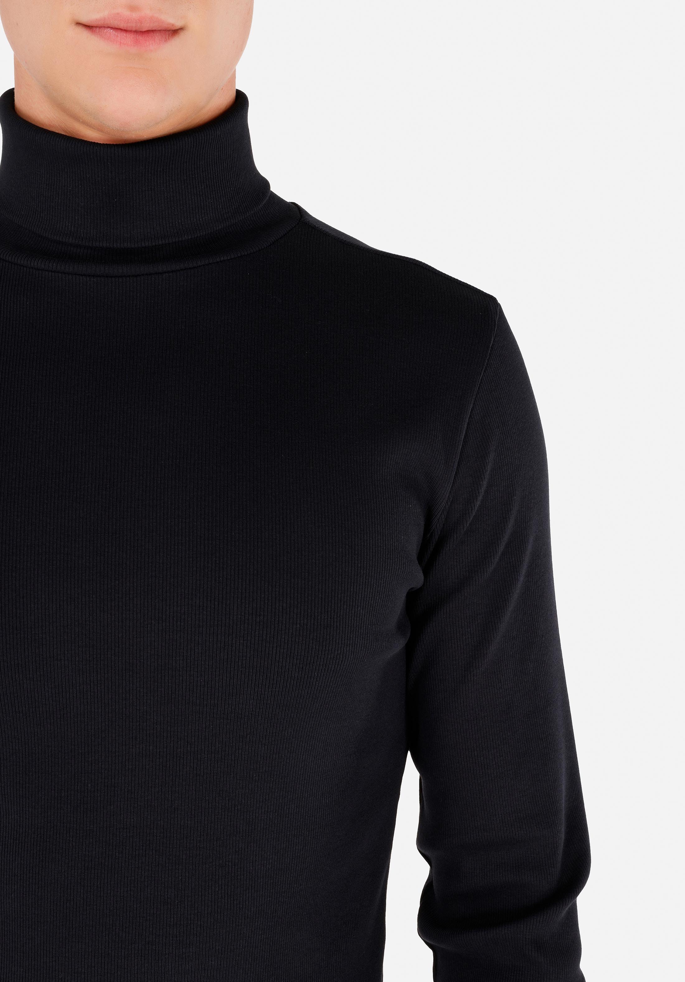 Показать информацию о Slim fit полуводолазка прямая мужская темно-синяя футболка с длинным рукавом