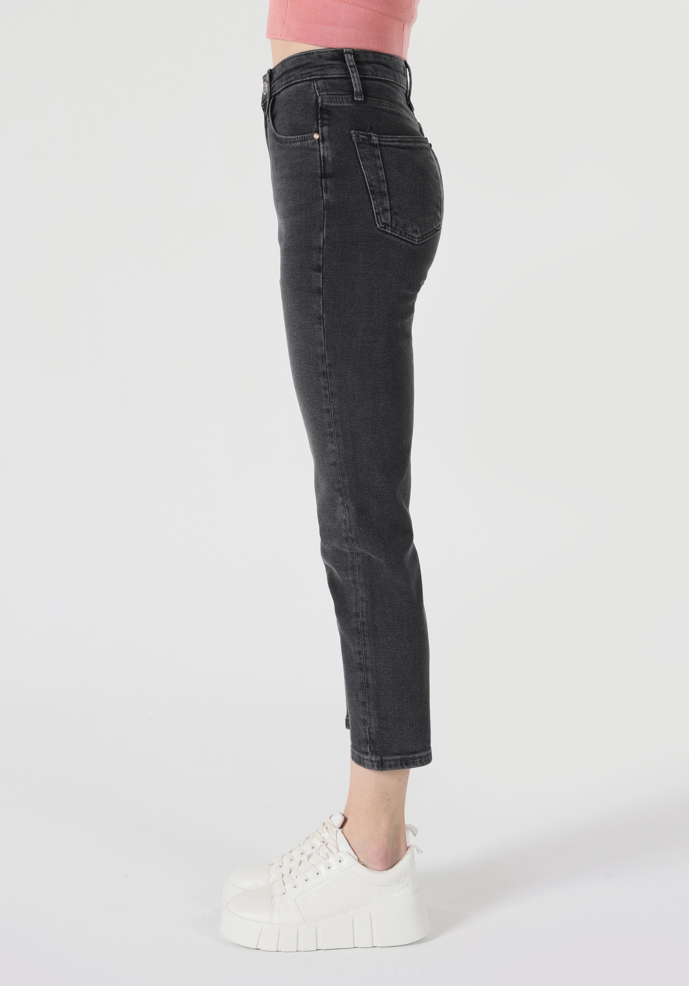 Показать информацию о Slim fit средняя талия узкие женские серые джинсы