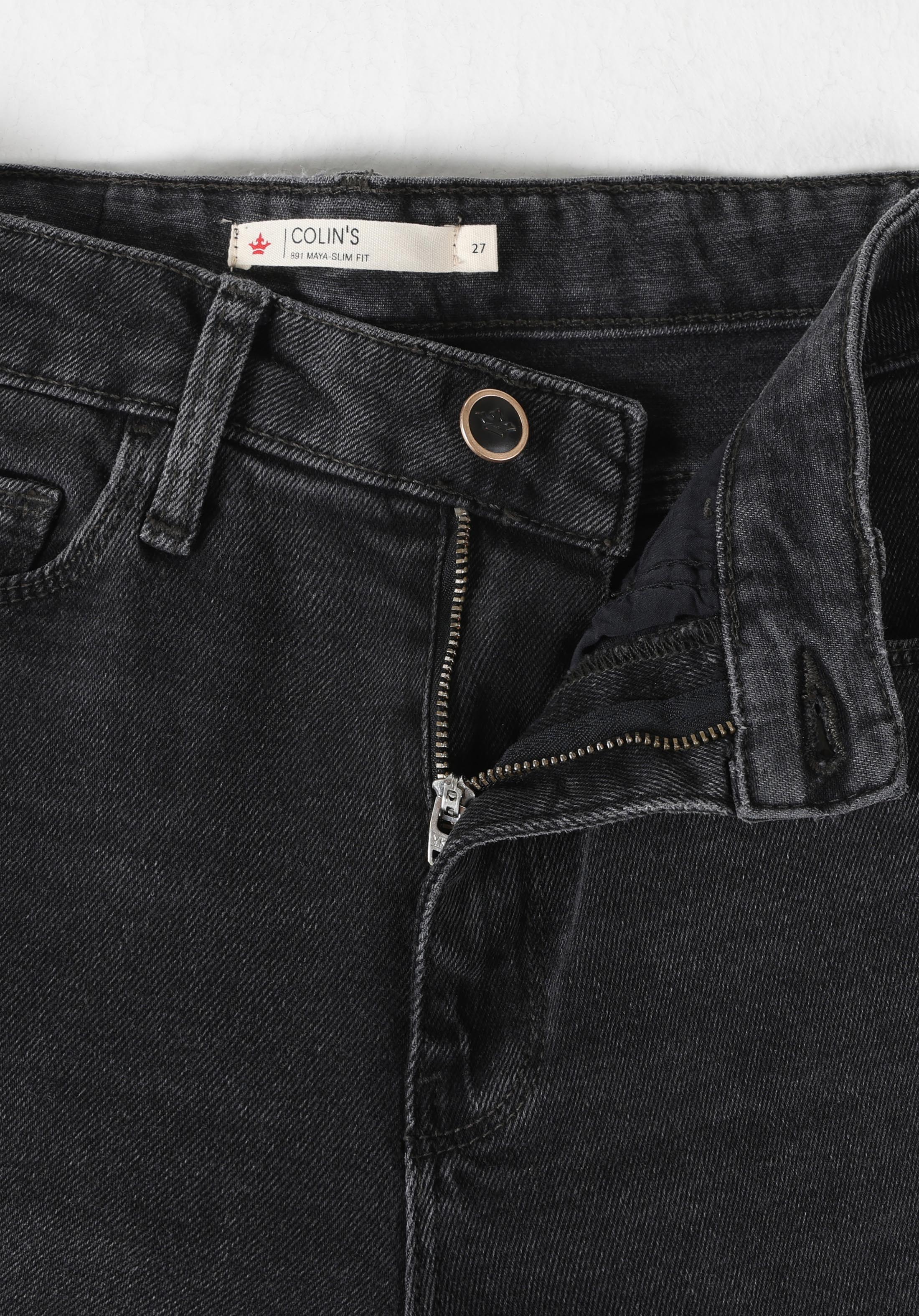 Показать информацию о Slim fit средняя талия узкие женские серые джинсы