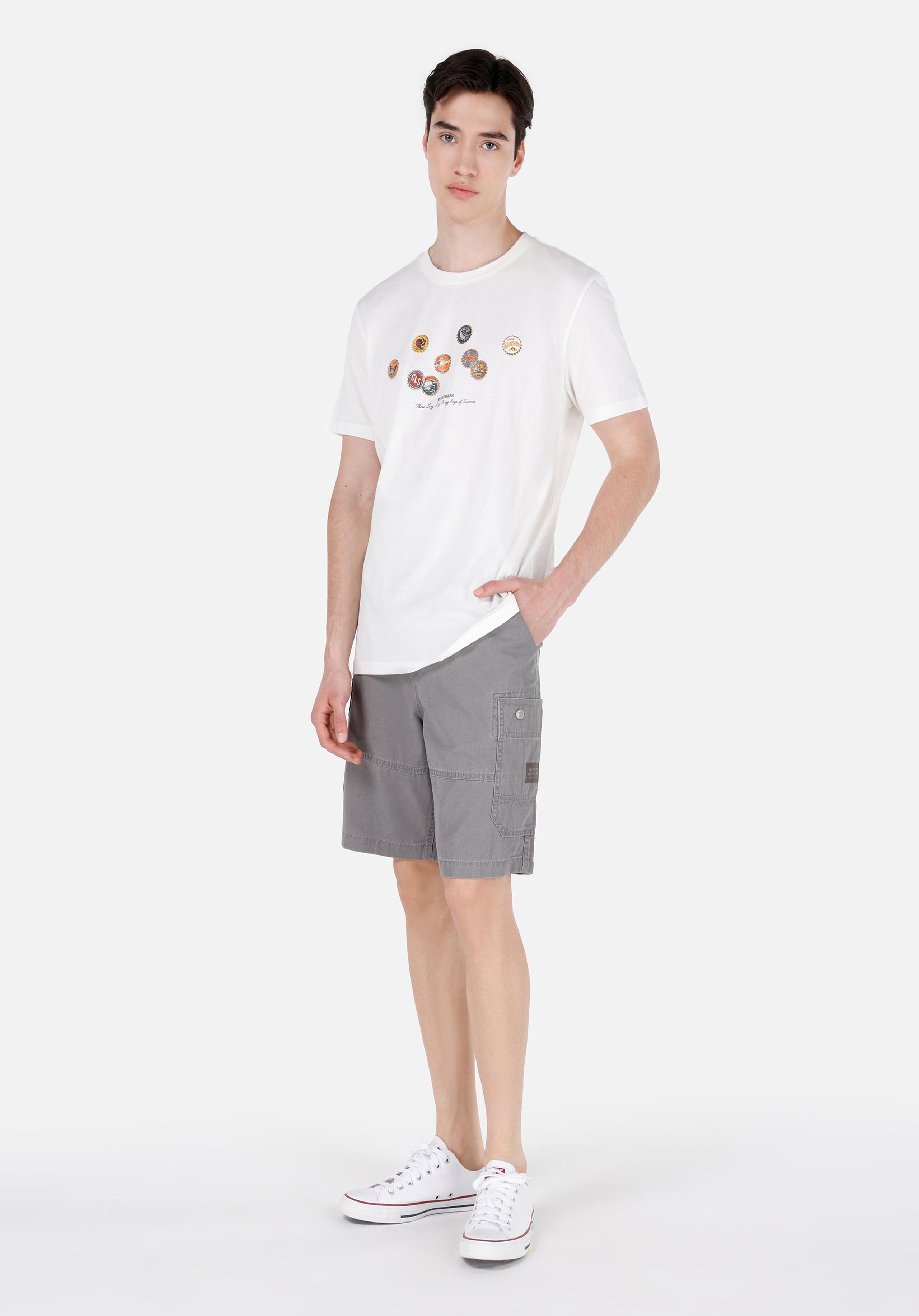 Показать информацию о Comfort fit mid way прямые мужские серые шорты