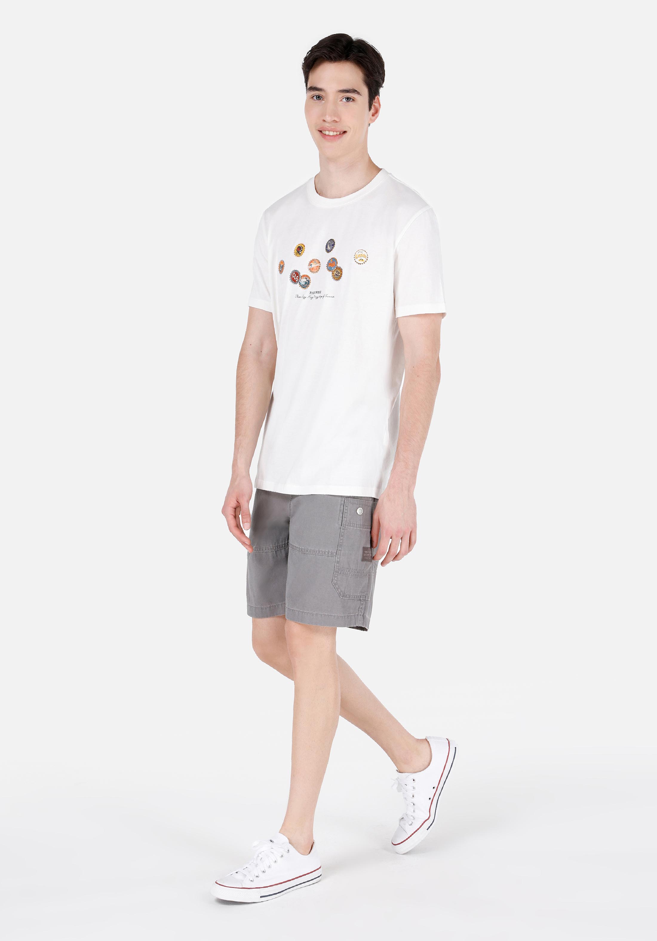 Показать информацию о Comfort fit mid way прямые мужские серые шорты