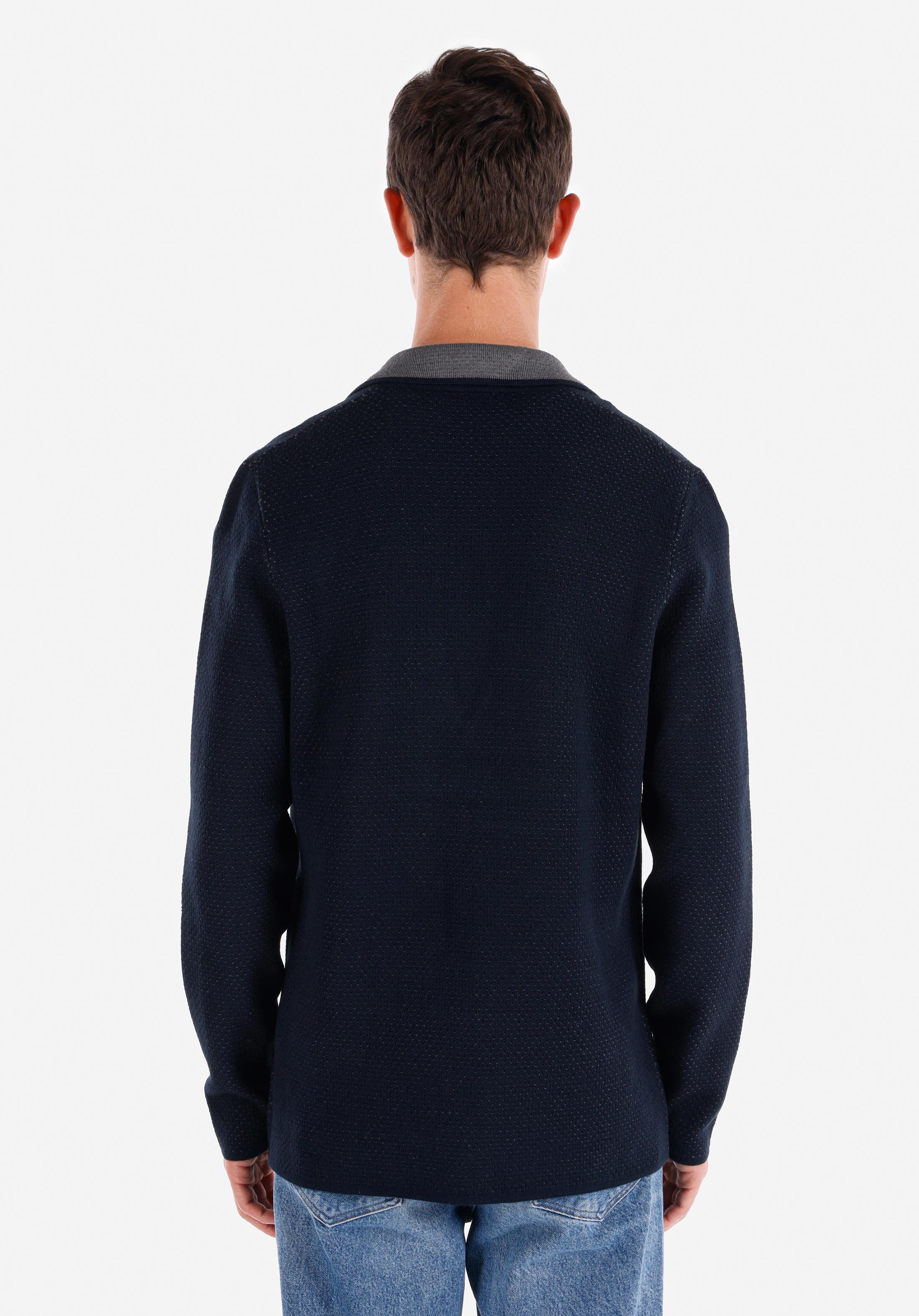 Показать информацию о Slim fit мужской кардиган темно-синего цвета