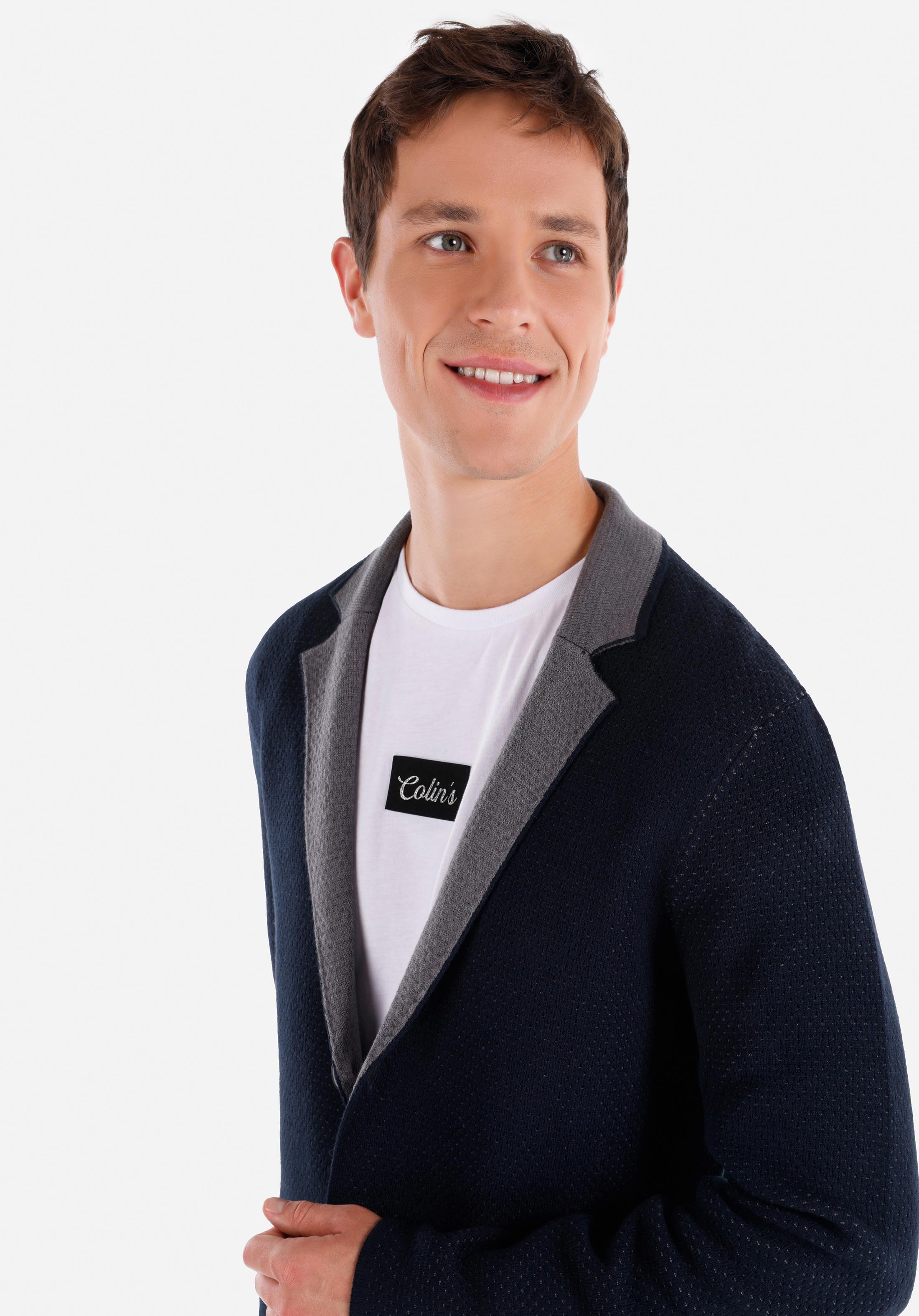 Показать информацию о Slim fit мужской кардиган темно-синего цвета