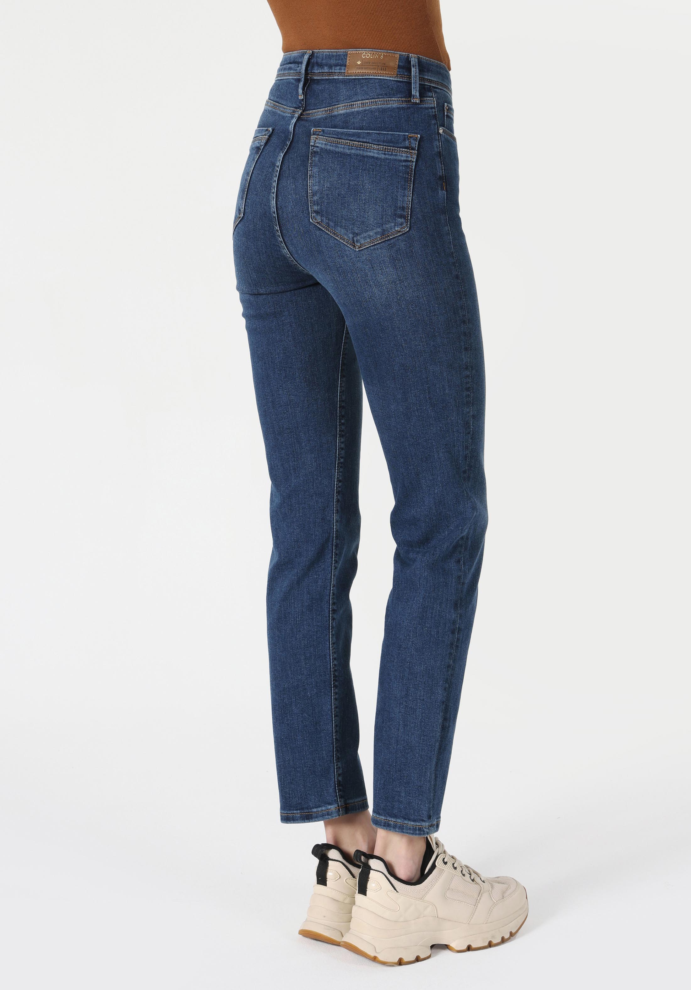 Показать информацию о Женские джинсы деним slim fit прямые средняя посадка
