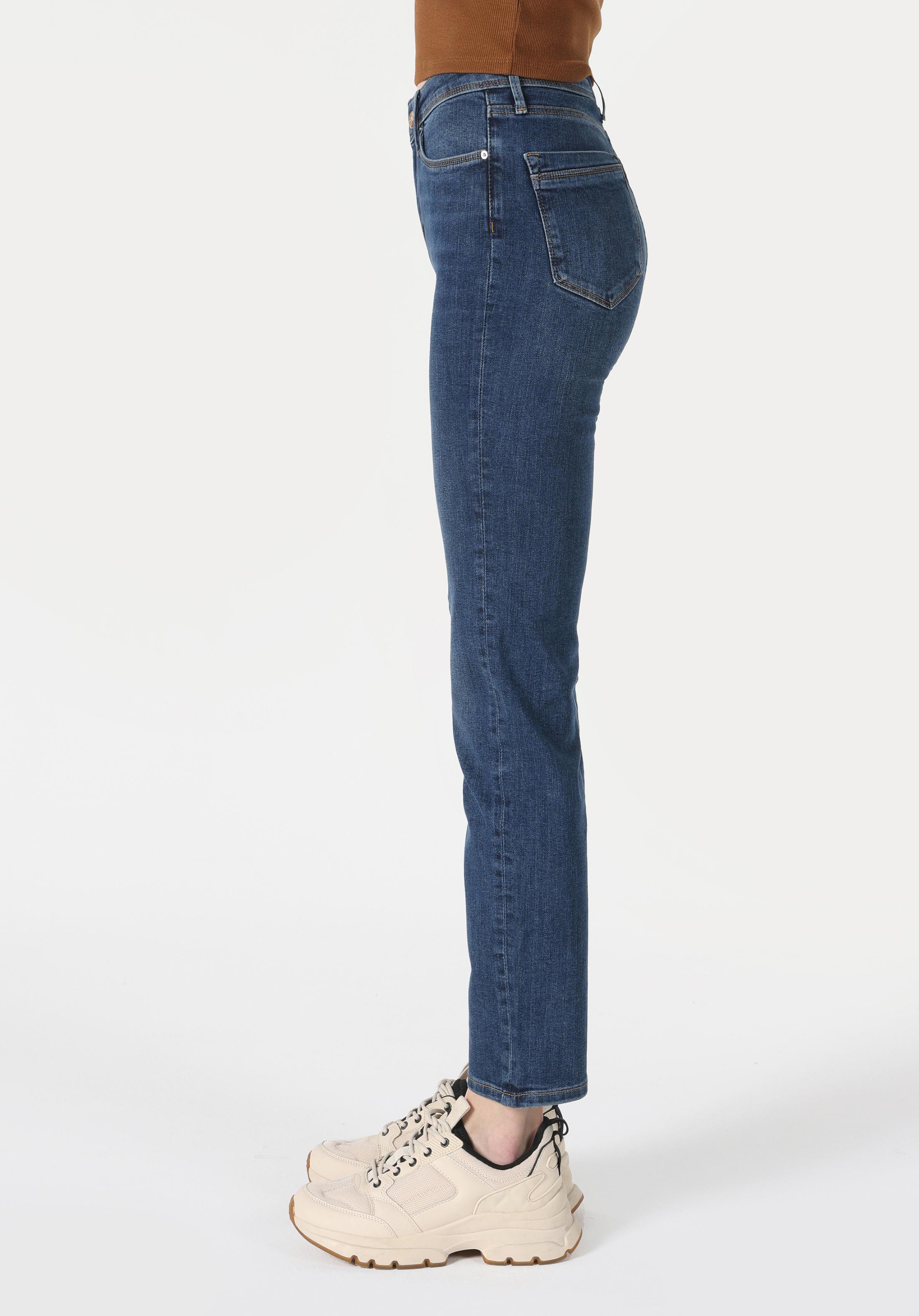 Показать информацию о Женские джинсы деним slim fit прямые средняя посадка