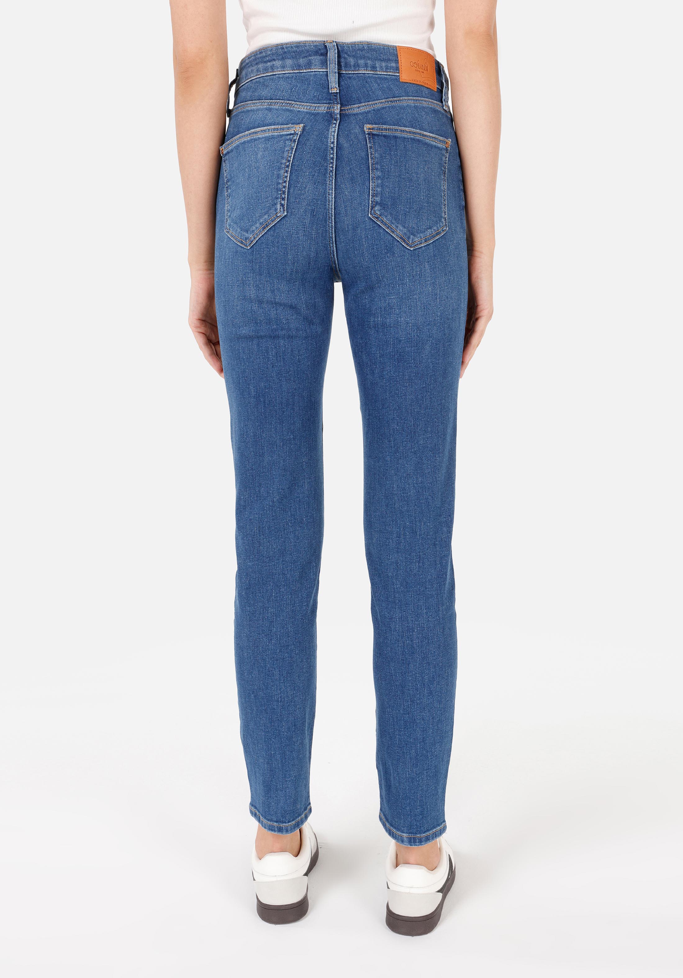 Показать информацию о Женские джинсы индиго slim fit прямые средняя посадка