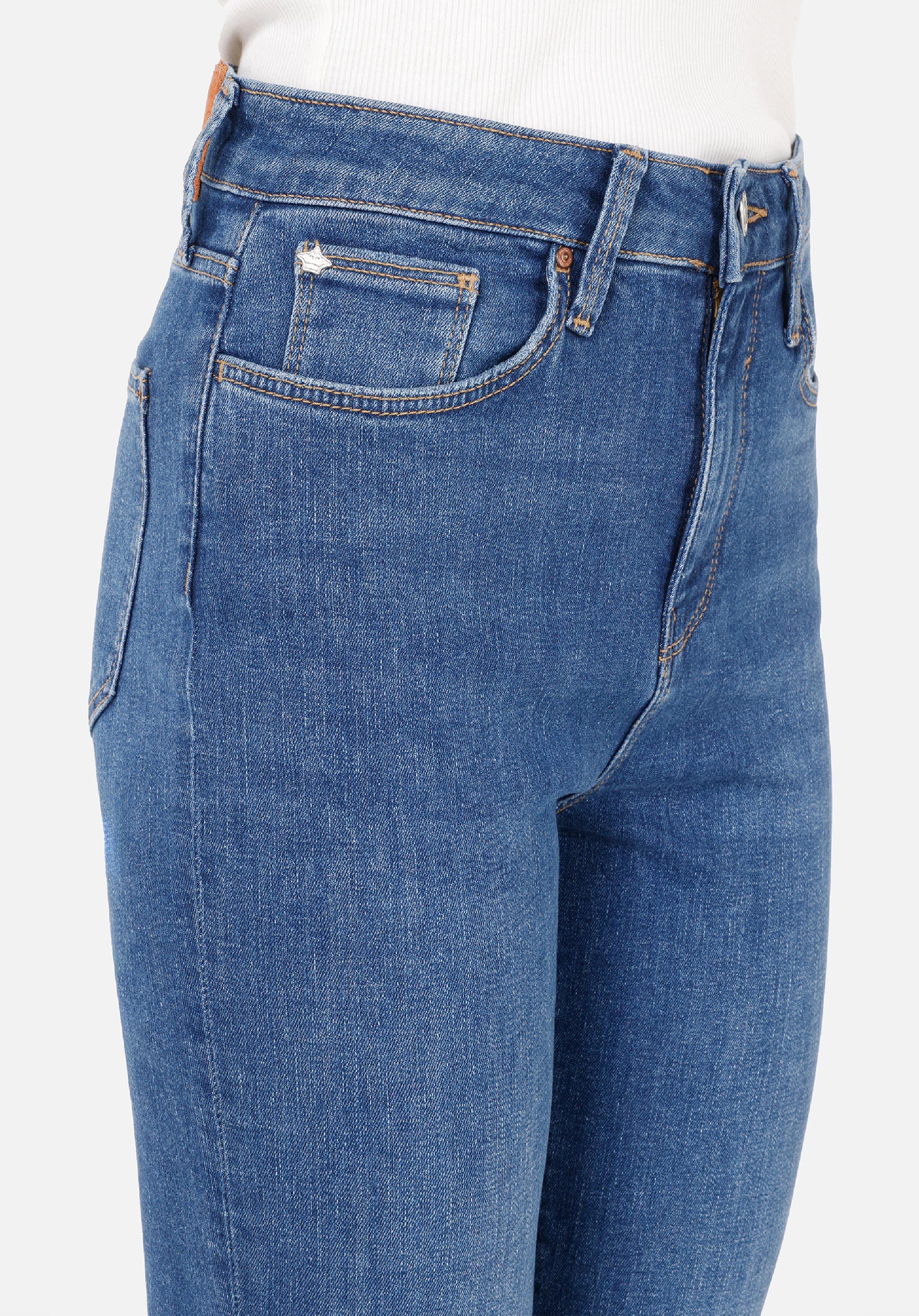 Показать информацию о Женские джинсы индиго slim fit прямые средняя посадка