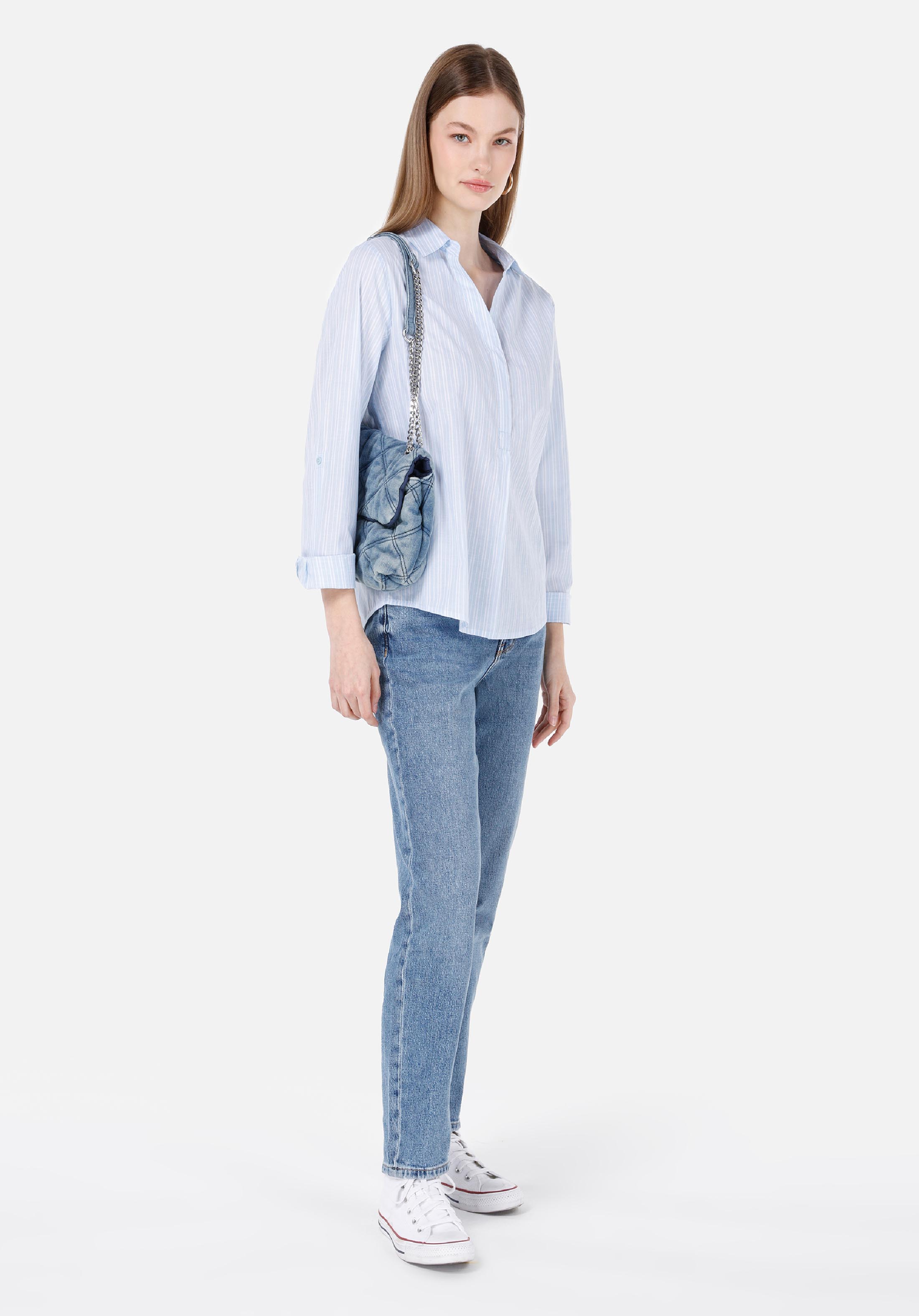 Показать информацию о Mom fit slim leg женские джинсы цвета индиго