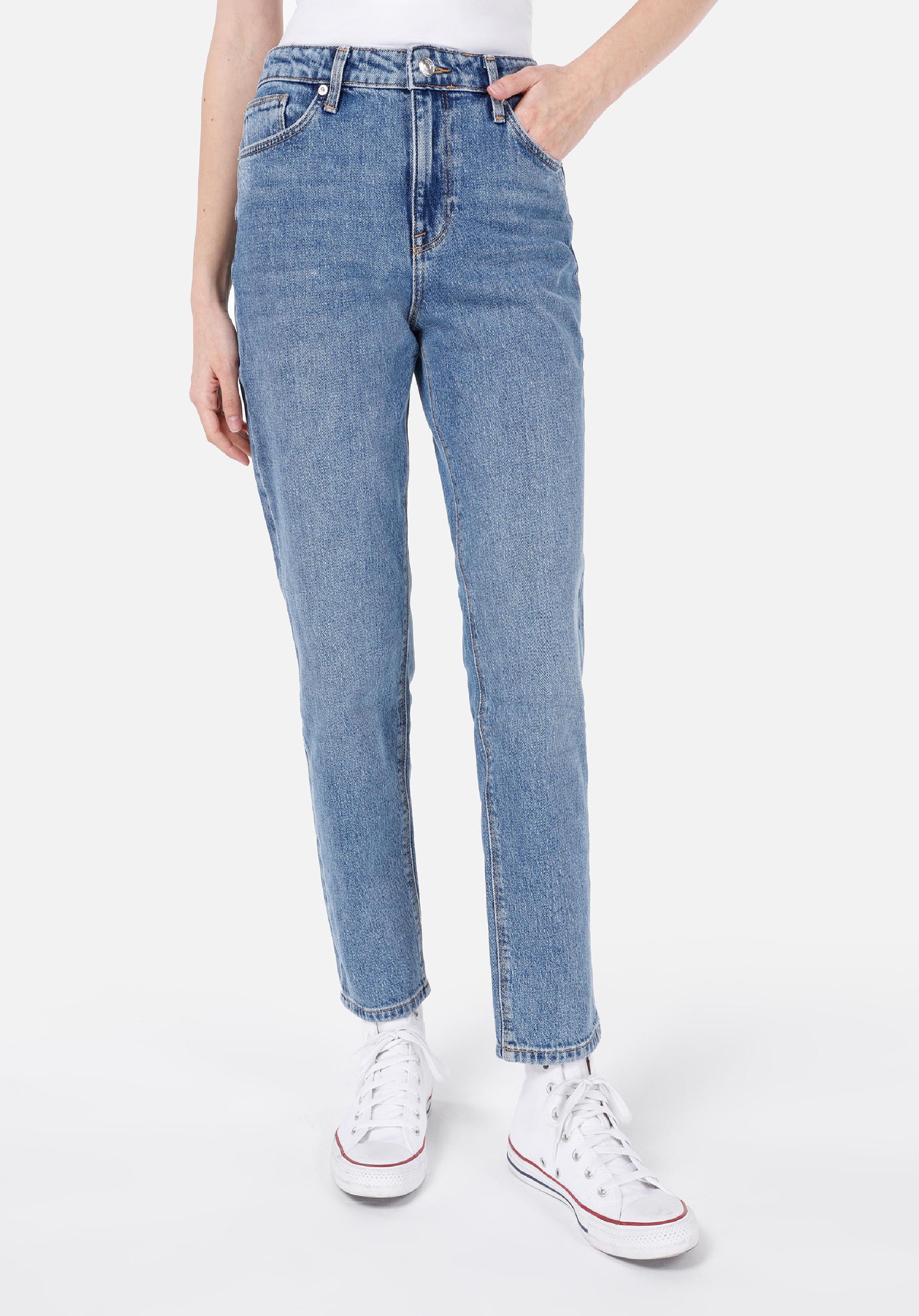 Показать информацию о Mom fit slim leg женские джинсы цвета индиго