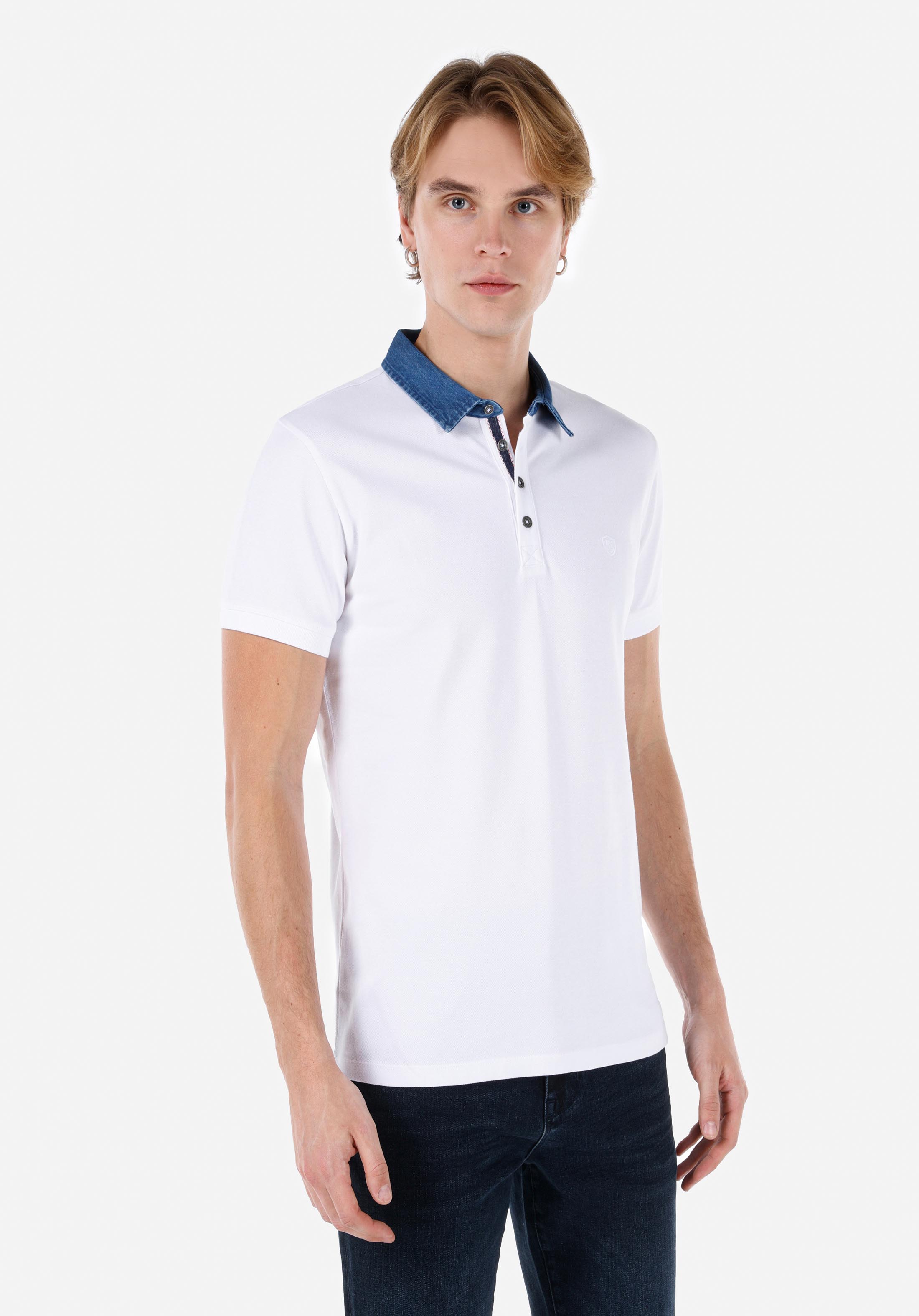 Показать информацию о Slim fit поло воротник прямая мужская белая футболка с коротким рукавом