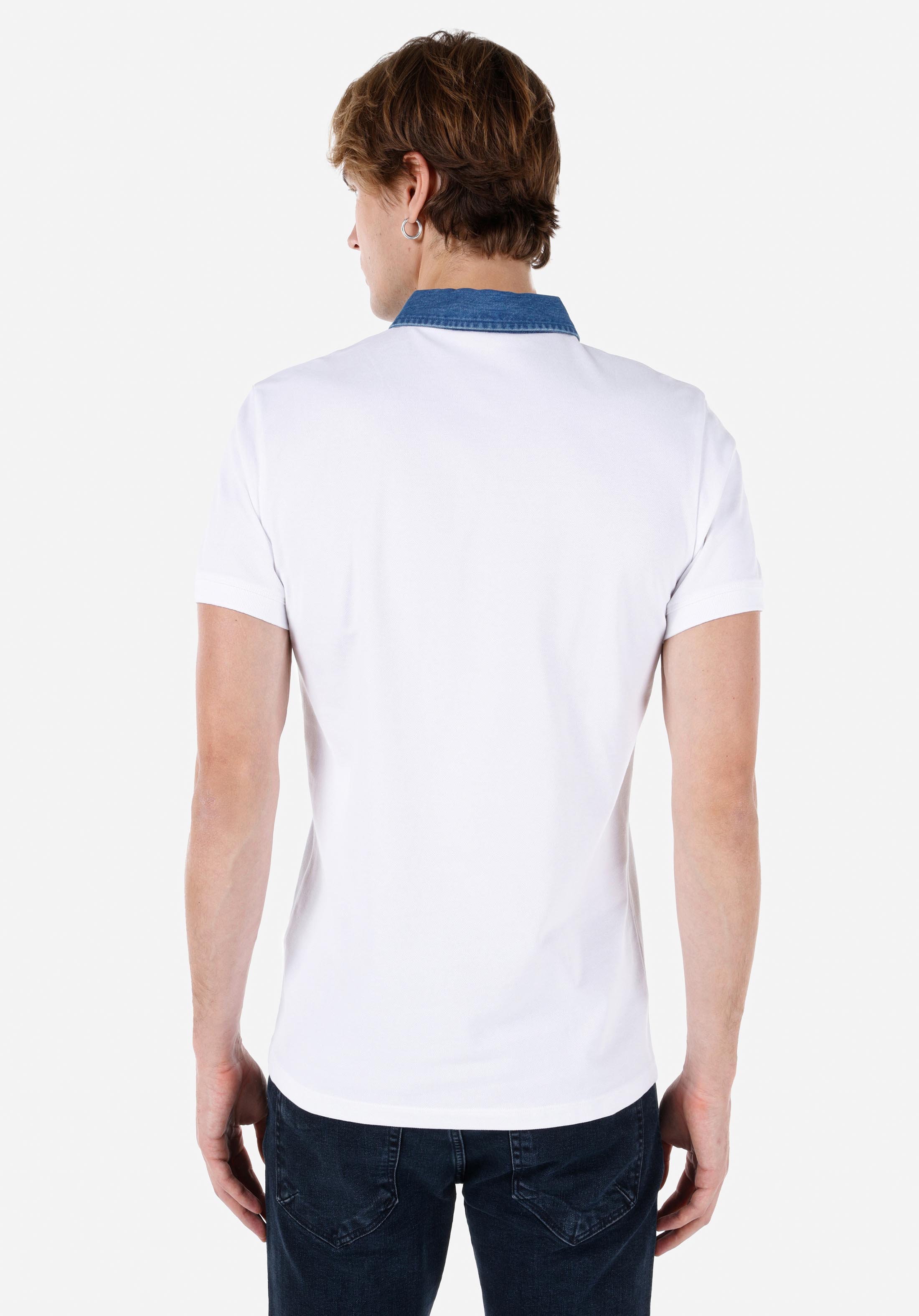 Показать информацию о Slim fit поло воротник прямая мужская белая футболка с коротким рукавом