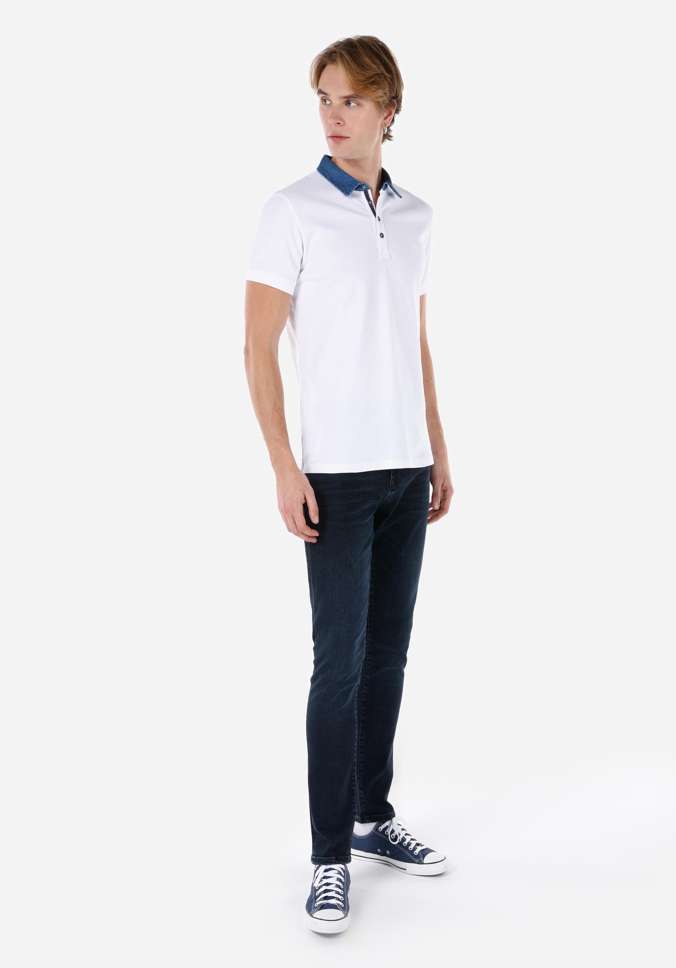 Показать информацию о Slim fit поло воротник прямая мужская белая футболка с коротким рукавом