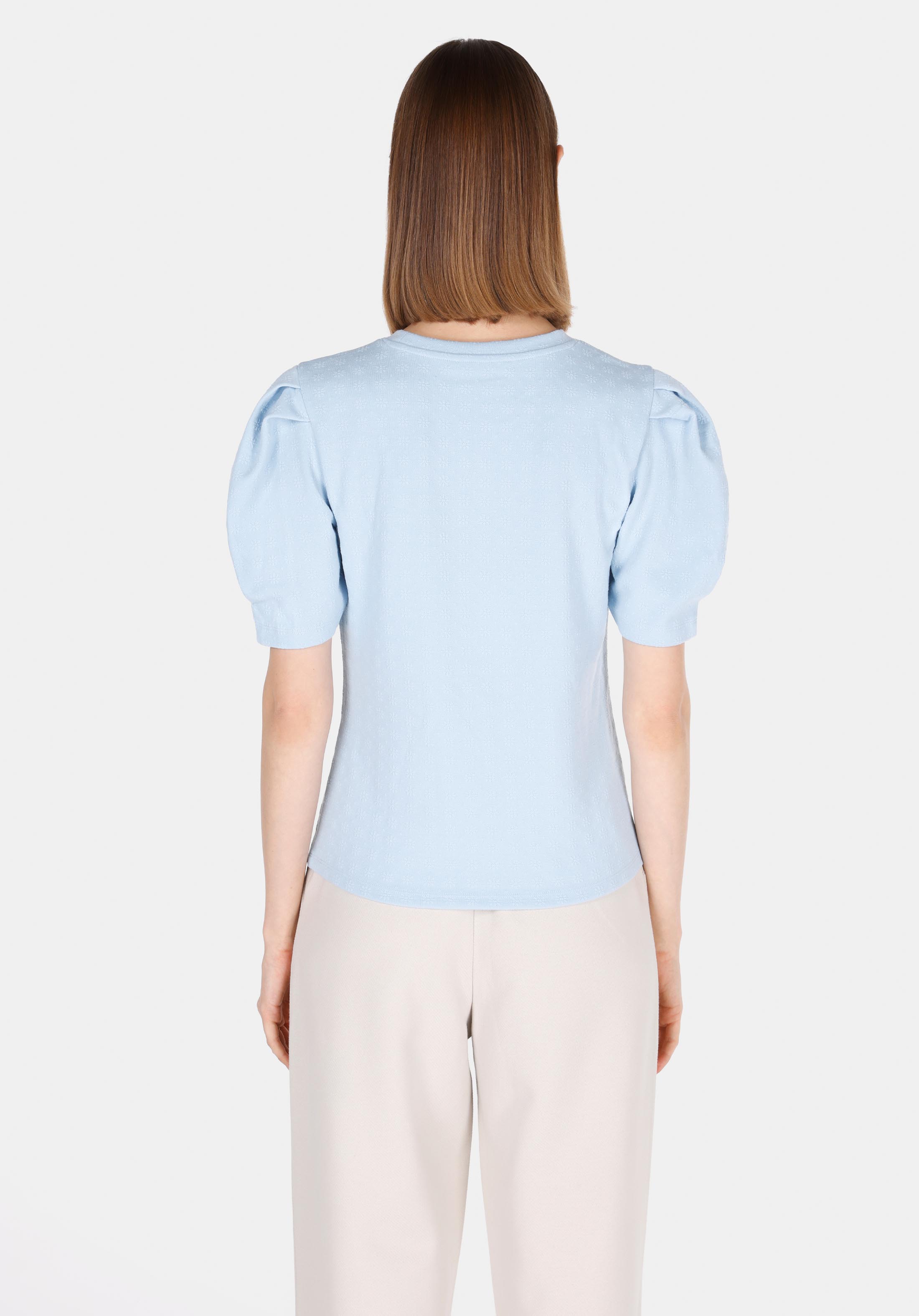 Показать информацию о Женская синяя футболка с коротким рукавом slim fit