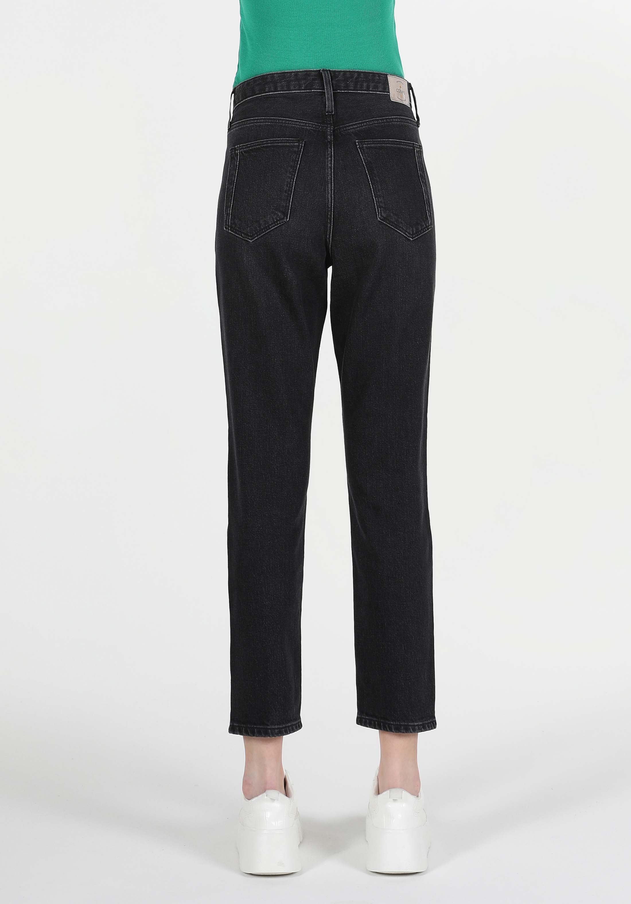 Показать информацию о Slim fit средняя талия женские черные джинсы зауженный штанин