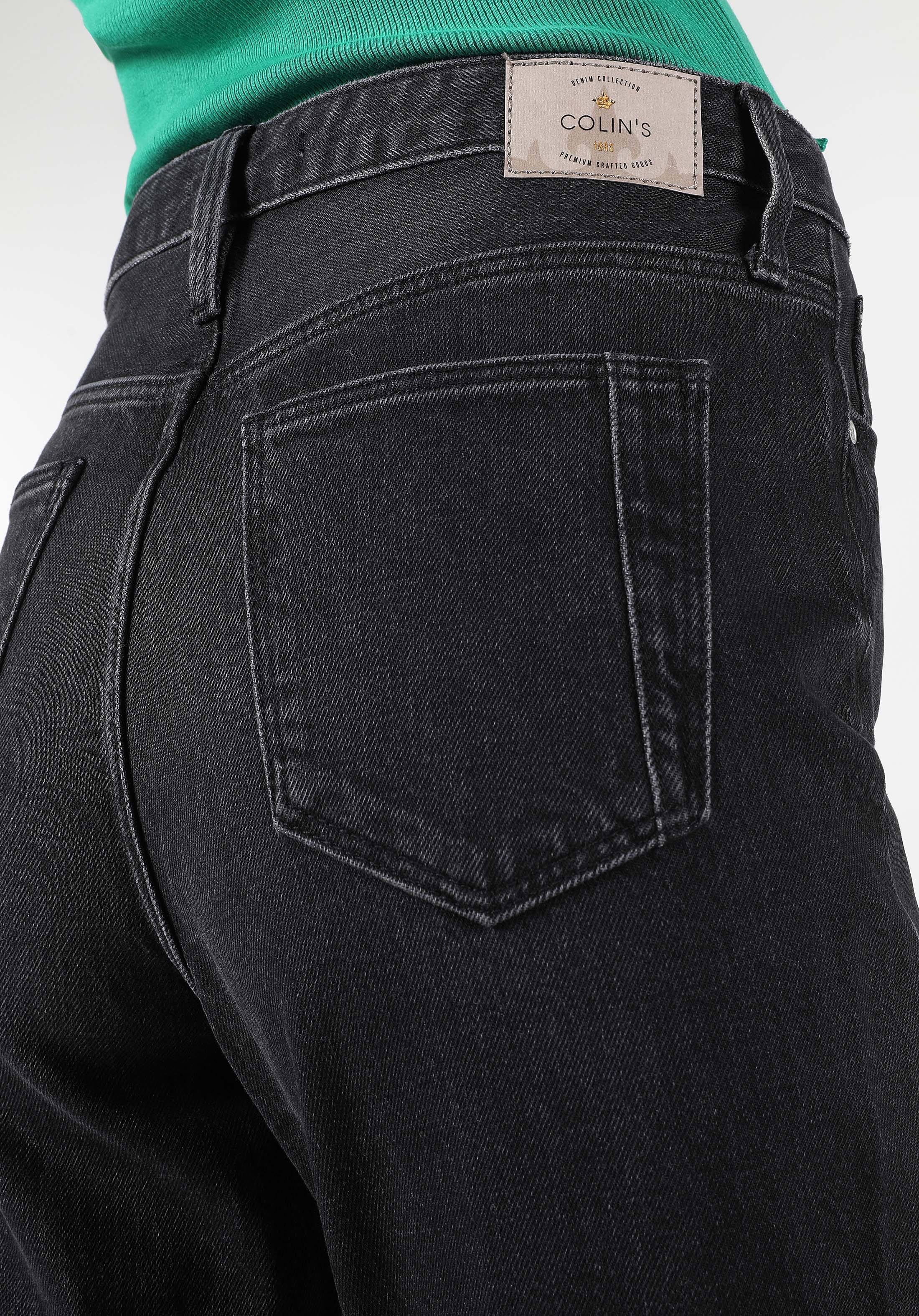 Показать информацию о Slim fit средняя талия женские черные джинсы зауженный штанин