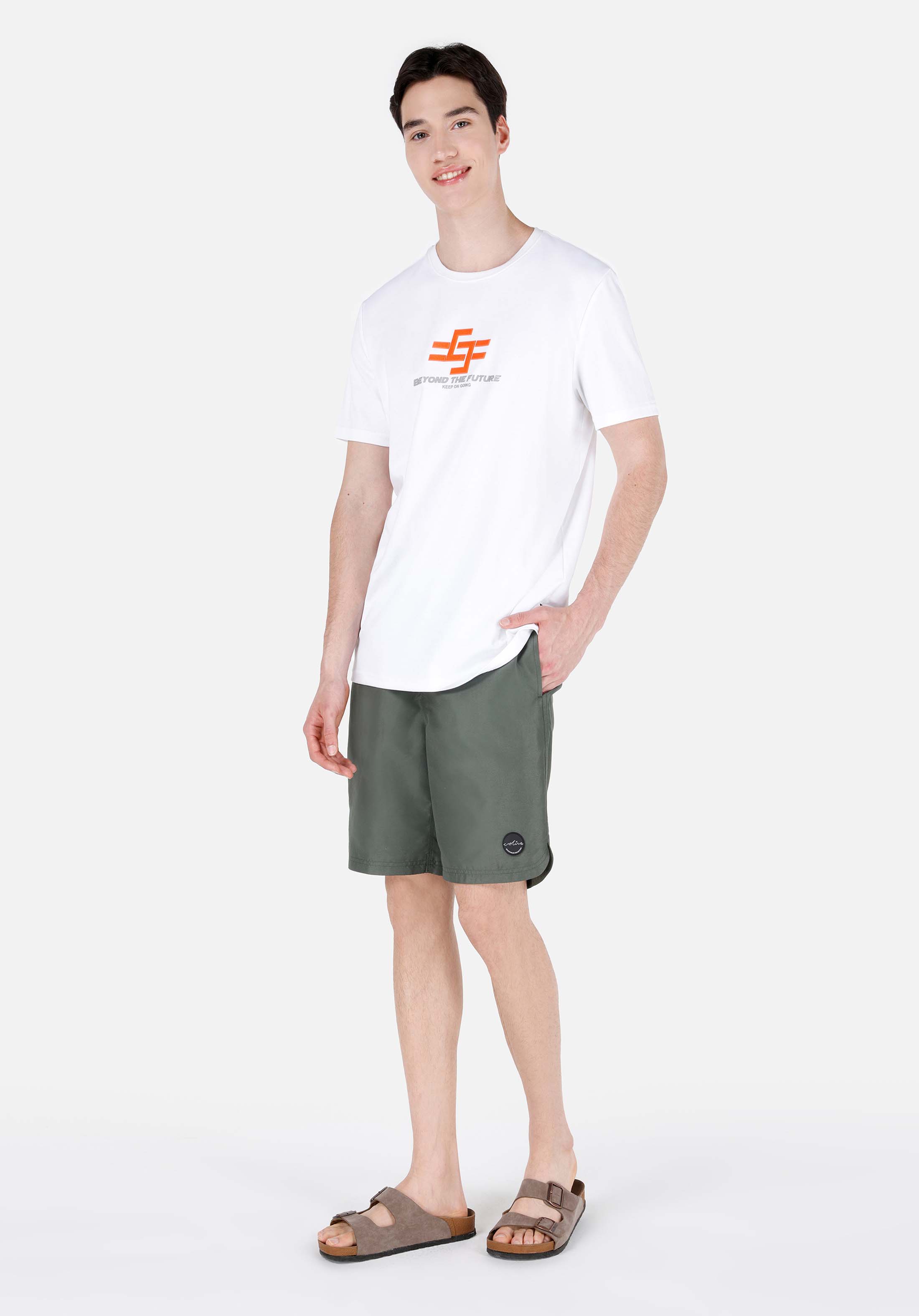 Показать информацию о Slim fit мужские зеленые плавательные шорты