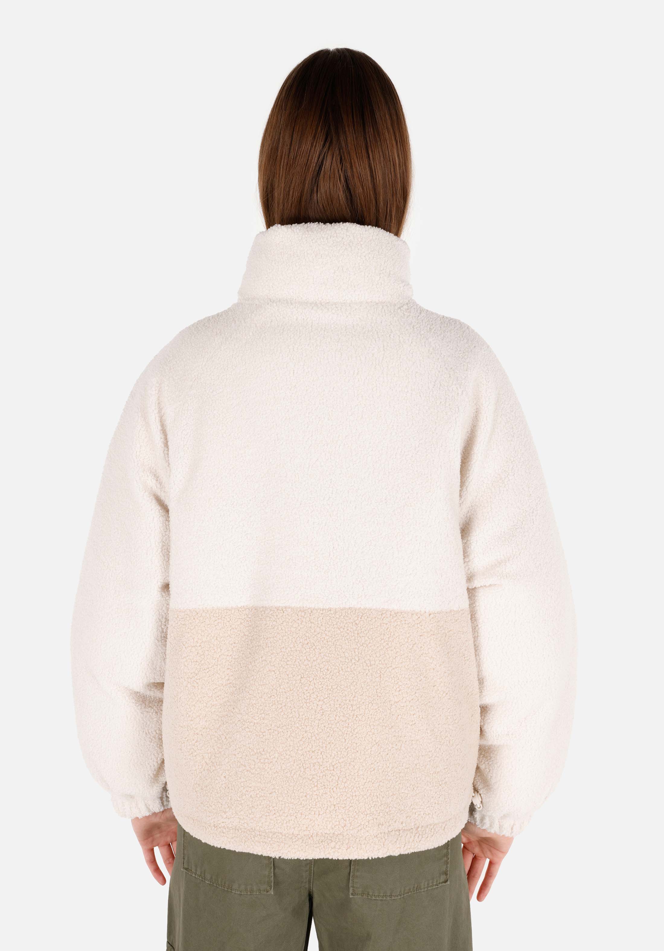 Показать информацию о Женское экрю пальто прямого кроя с воротником стойкой