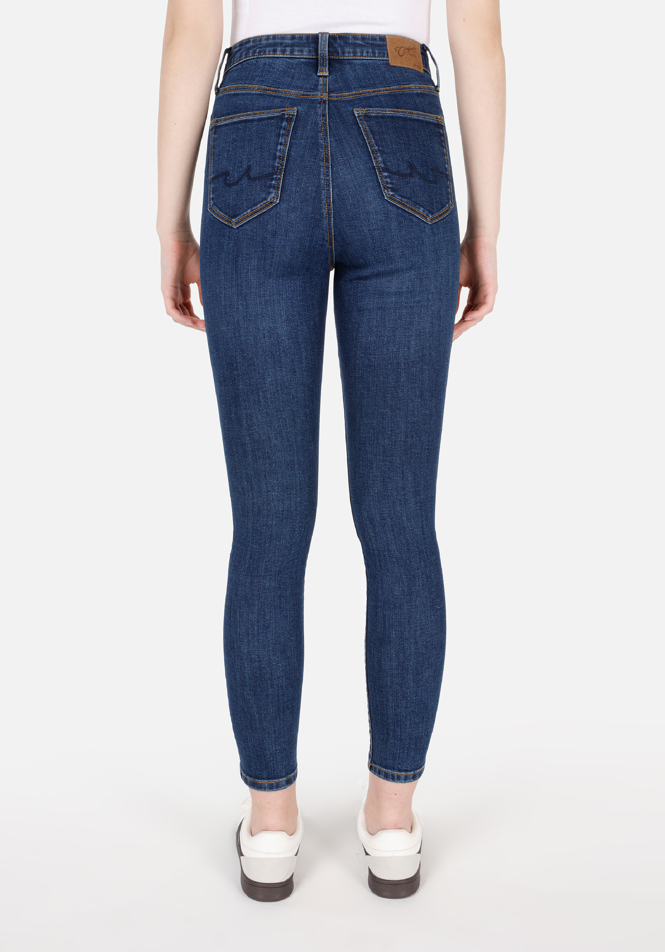 Показать информацию о Женские джинсы индиго skinny fit высокая посадка