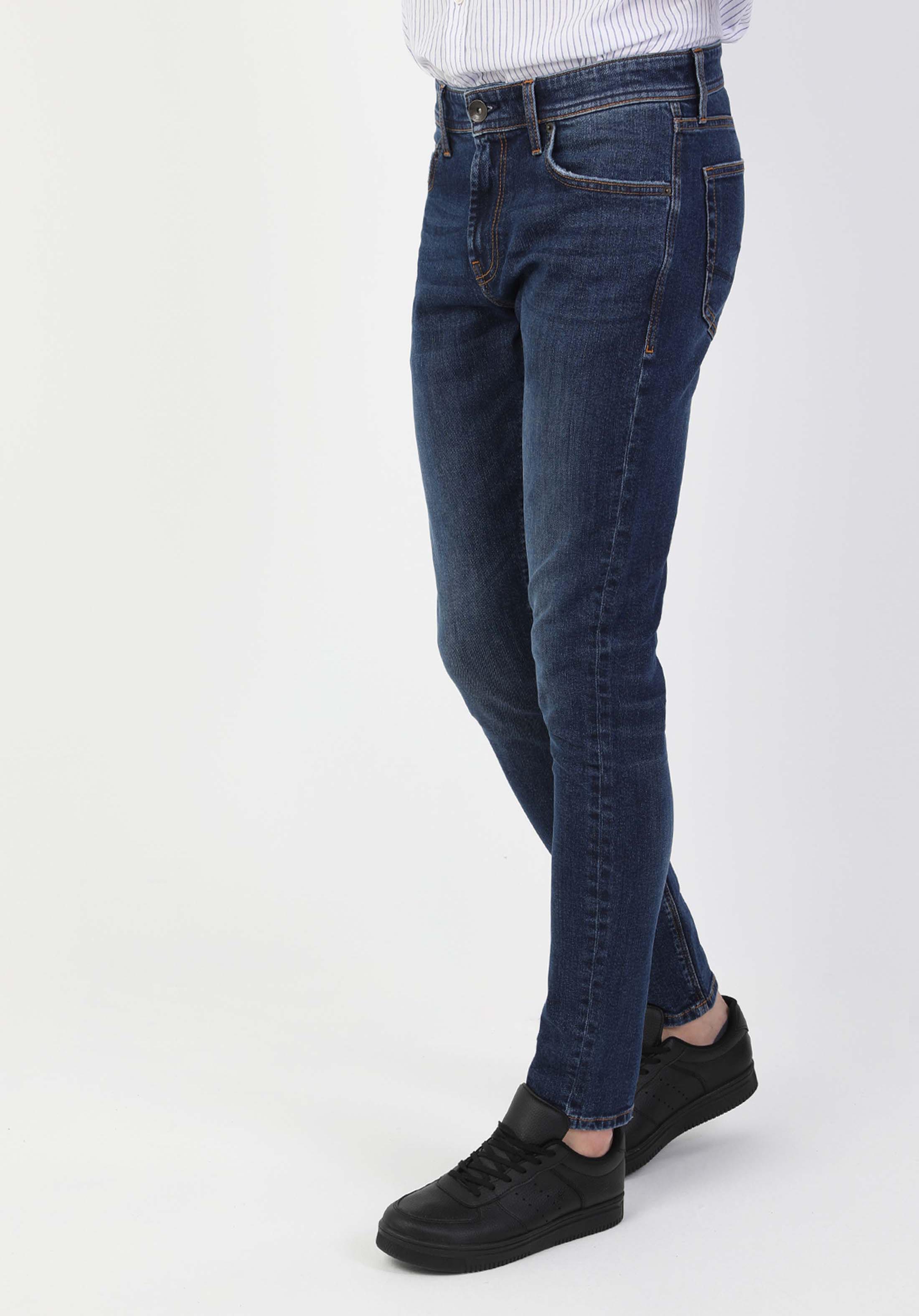 Показать информацию о Мужские джинсы индиго slim fit низкая посадка