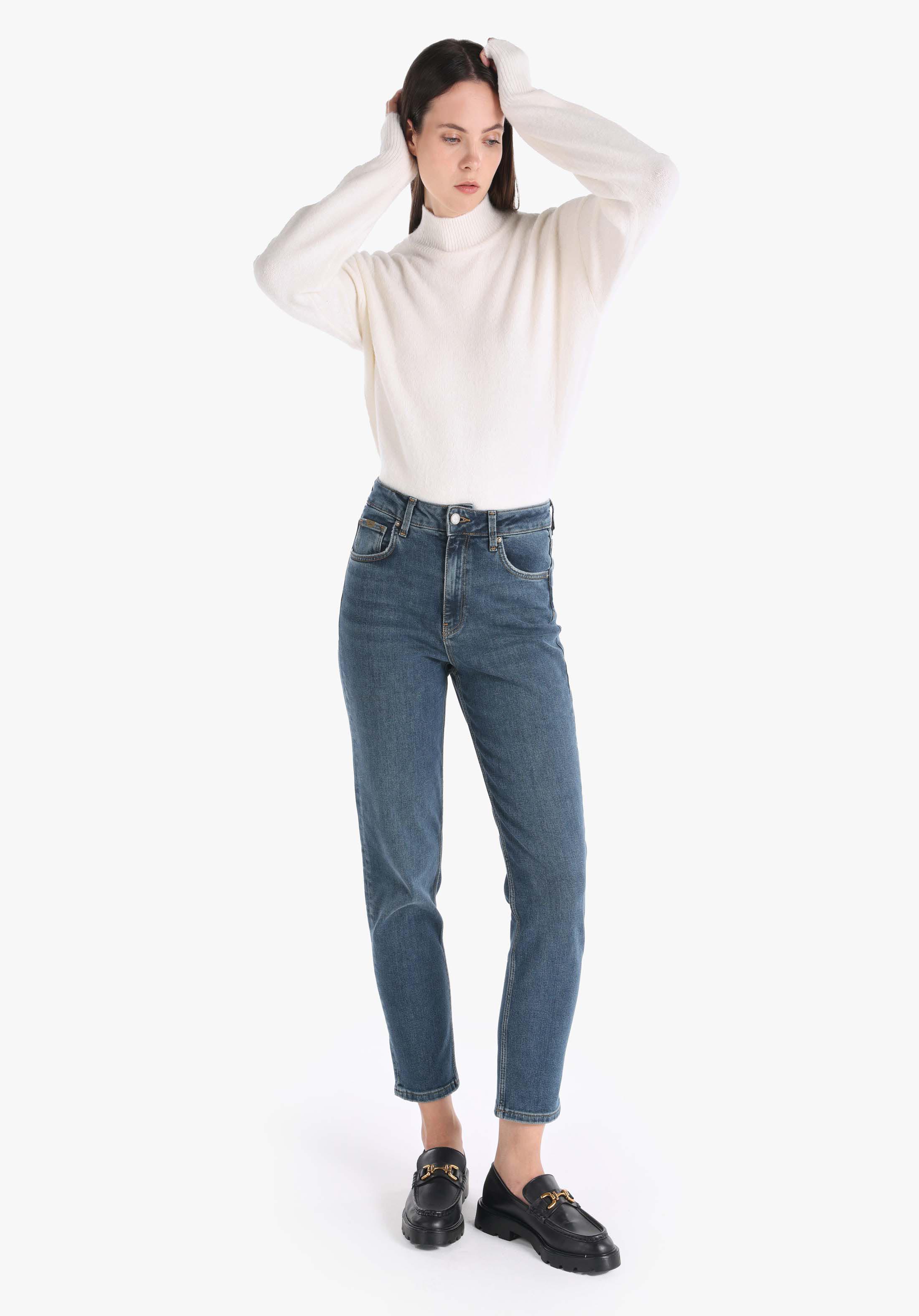 Показать информацию о Mom fit женские джинсы цвета индиго