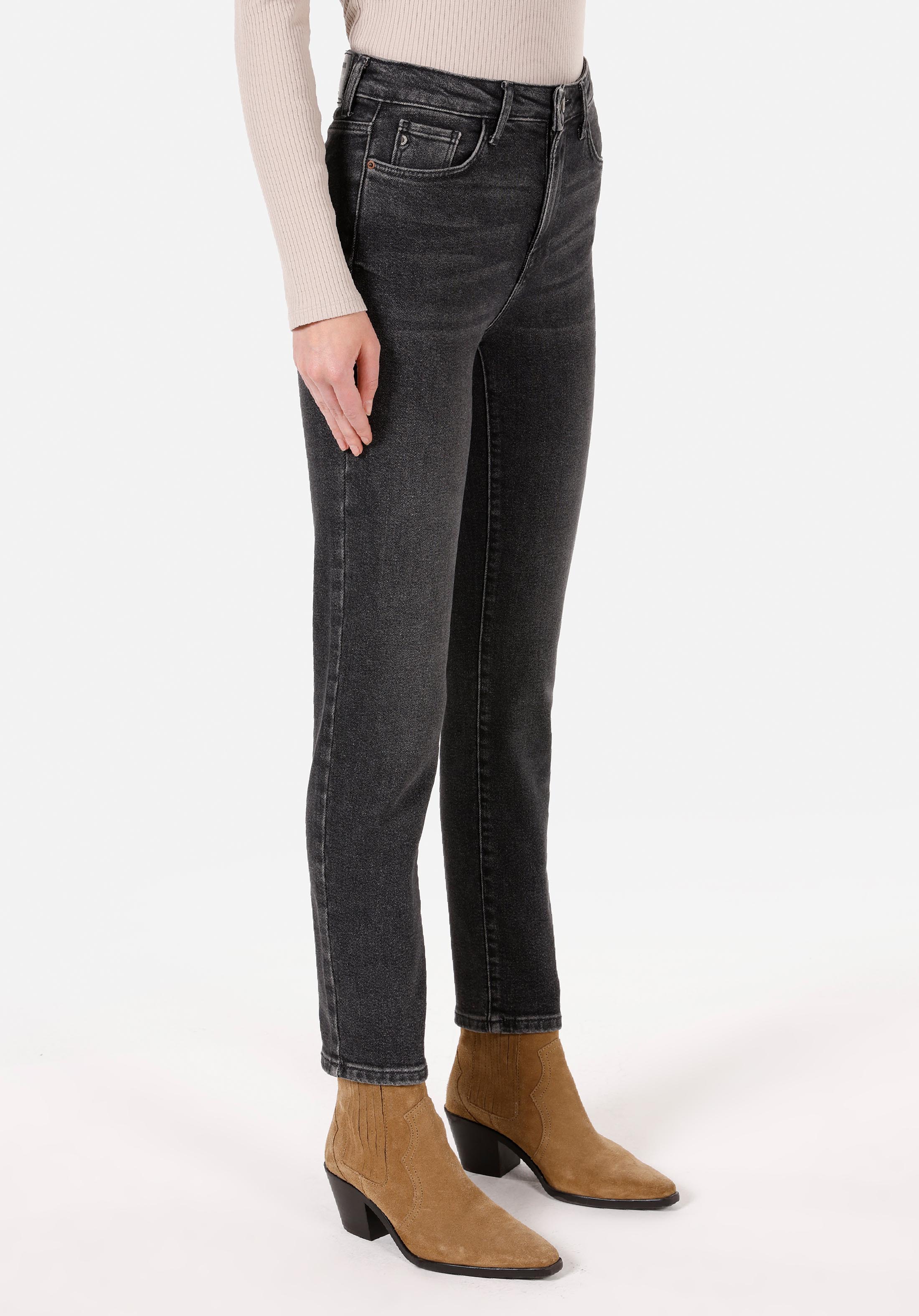 Показать информацию о Женские индиго джинсы slim fit средняя посадка узкий крой