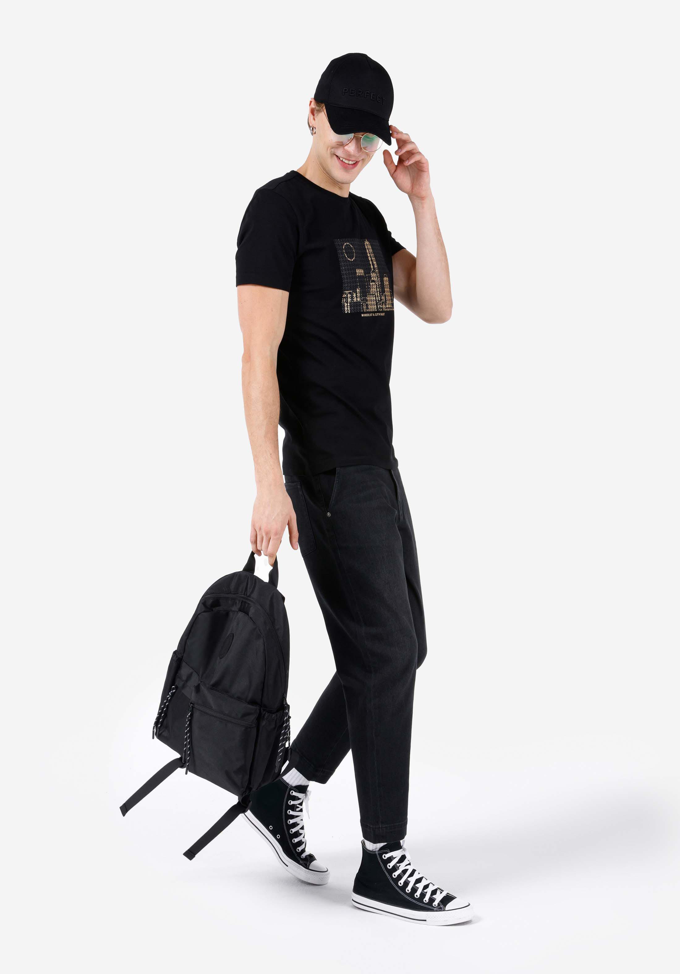 Показать информацию о Chino fit средняя талия прямые мужские черные джинсы