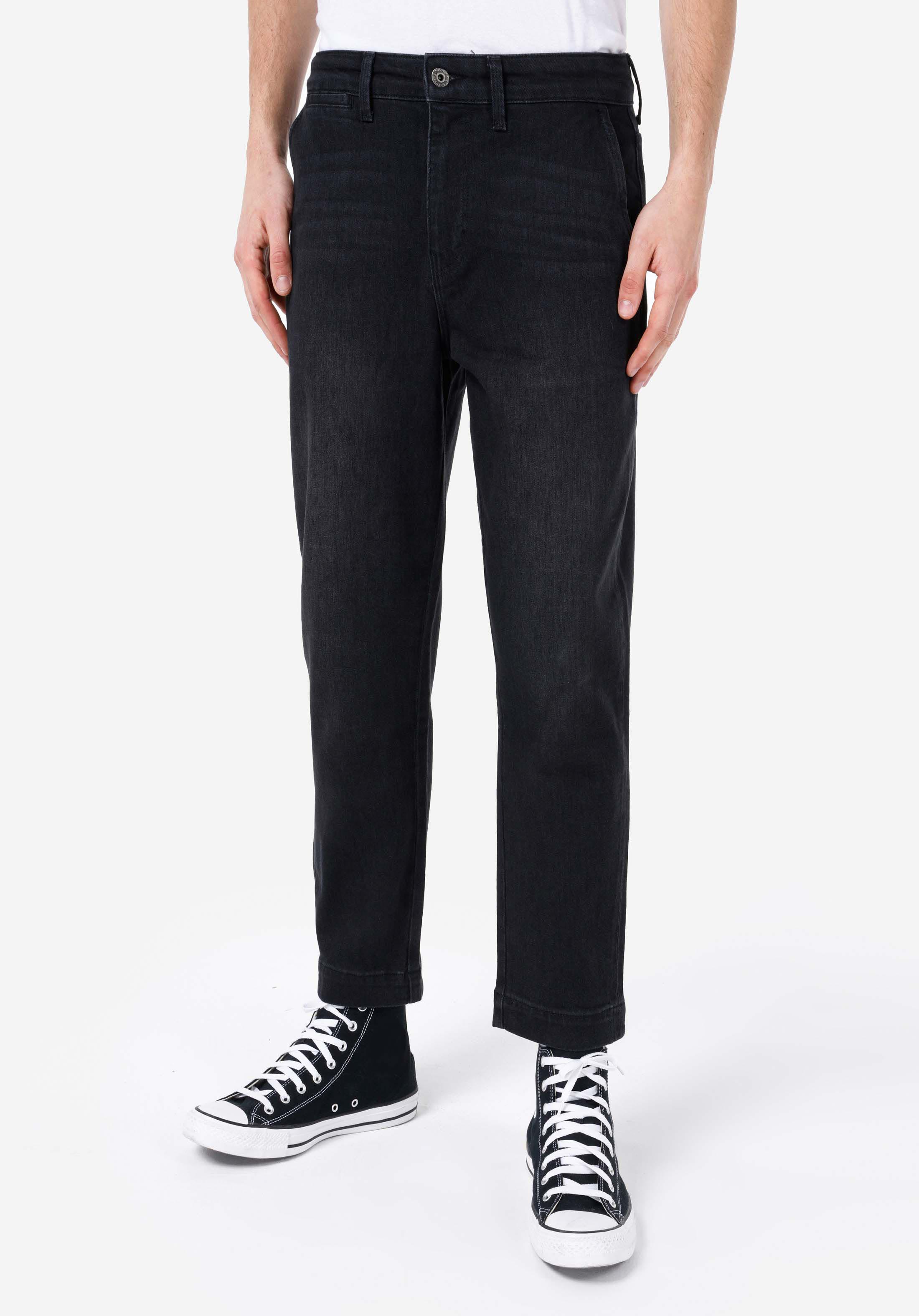 Показать информацию о Chino fit средняя талия прямые мужские черные джинсы