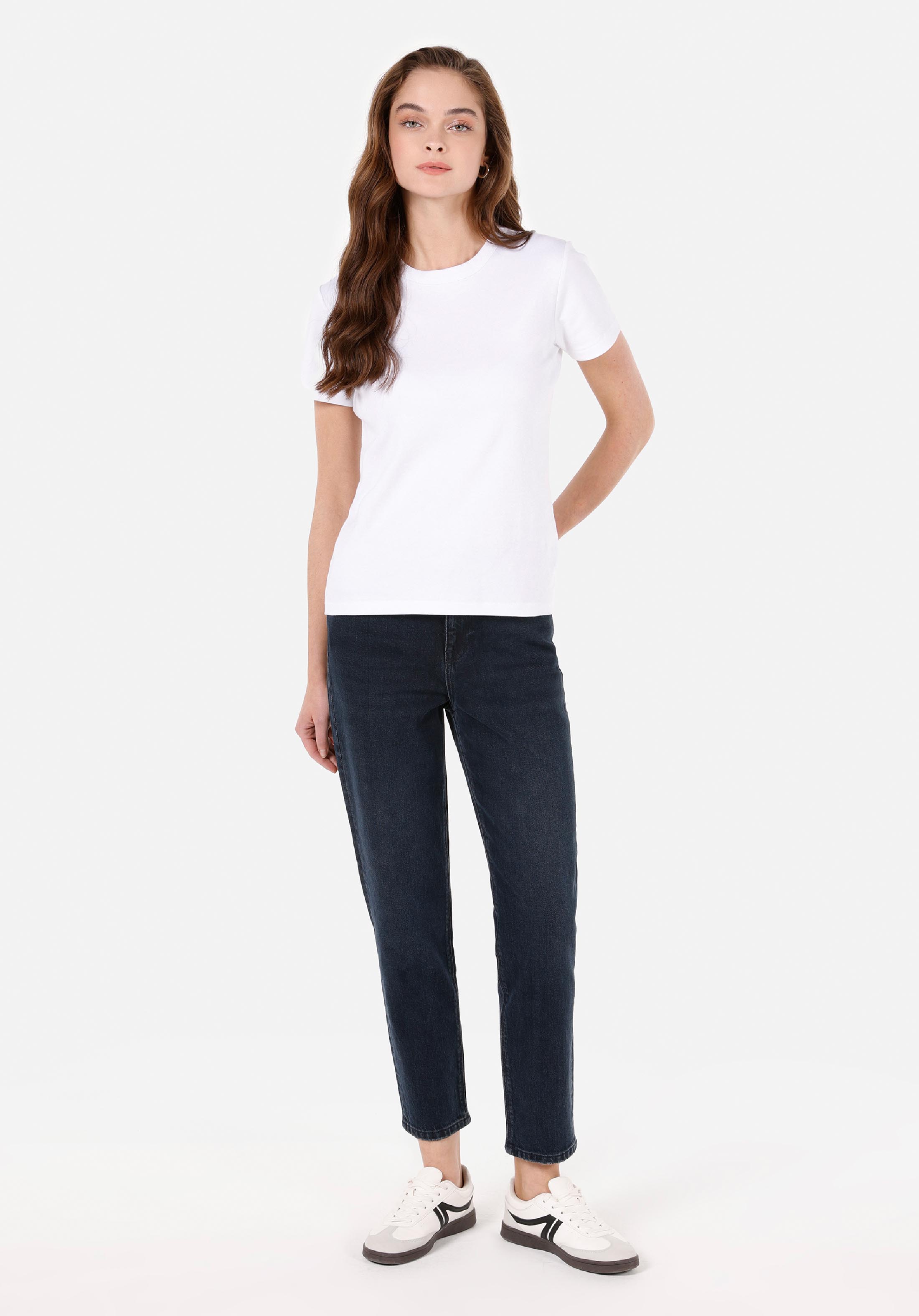 Показать информацию о Mom fit slim leg женские джинсы цвета темно-индиго