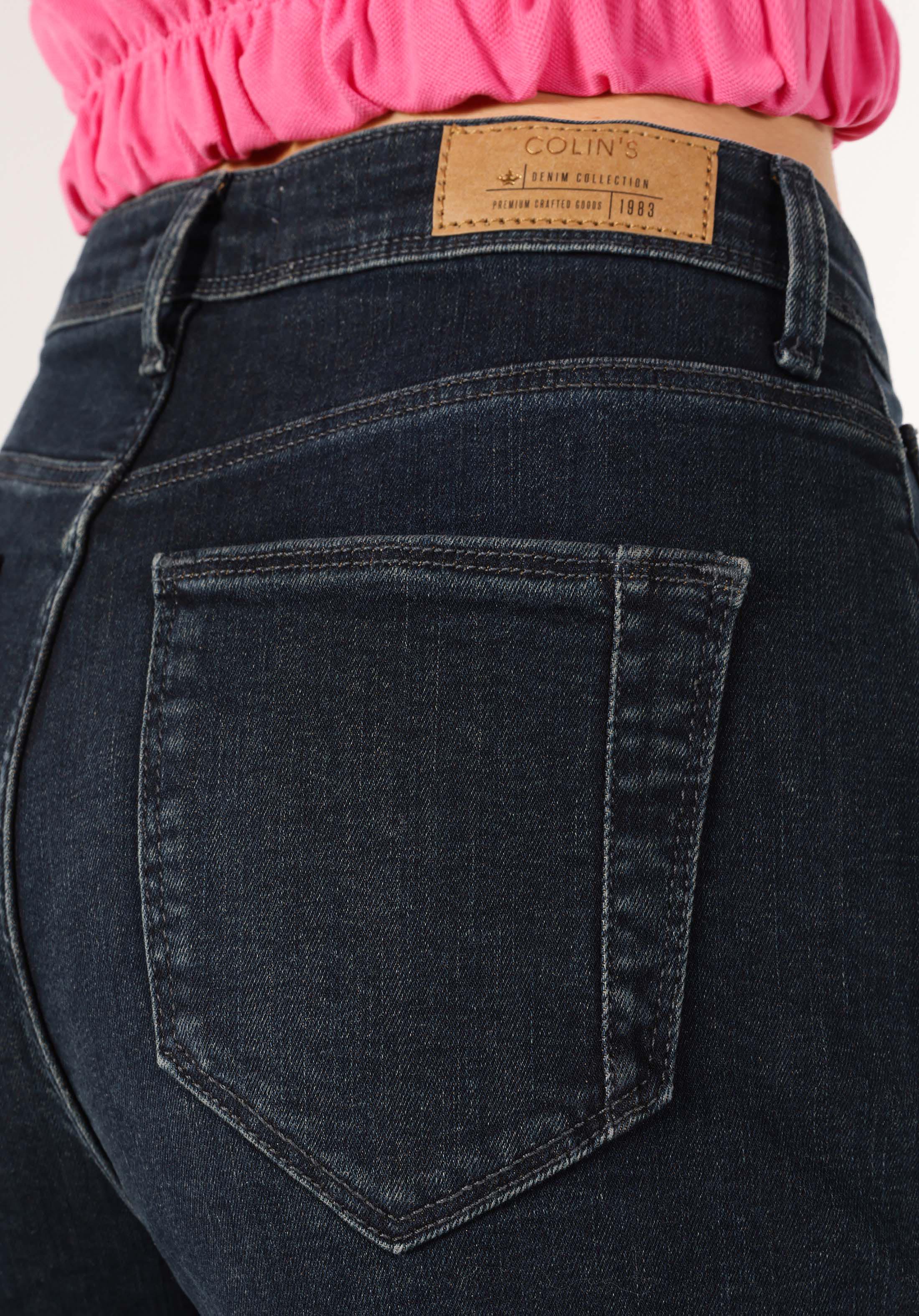 Показать информацию о Mom fit поднимающаяся талия сужающиеся штанины женские джинсы цвета темного индиго