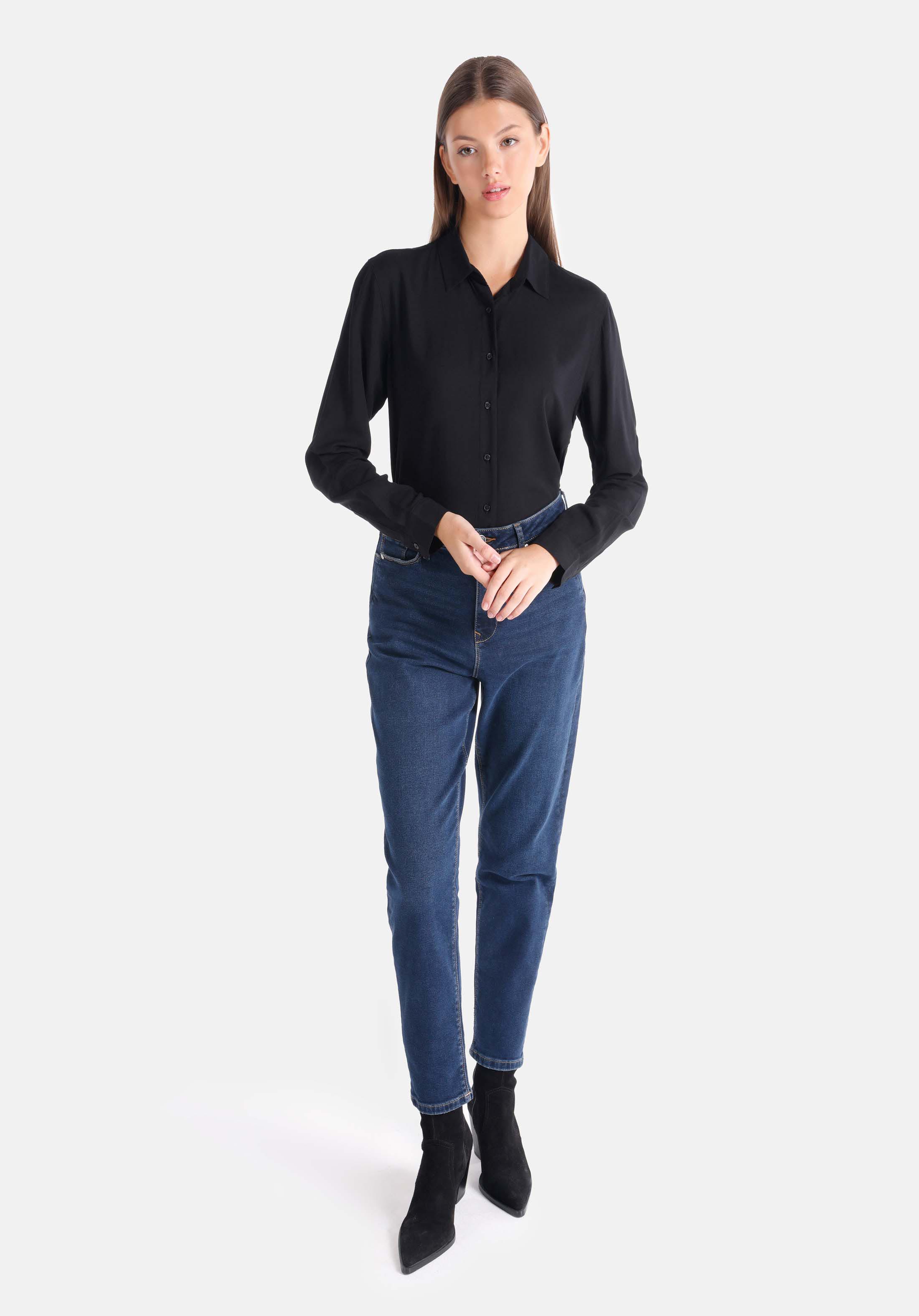 Показать информацию о Mom fit поднимающаяся талия уменьшающиеся ноги женские джинсы цвета индиго