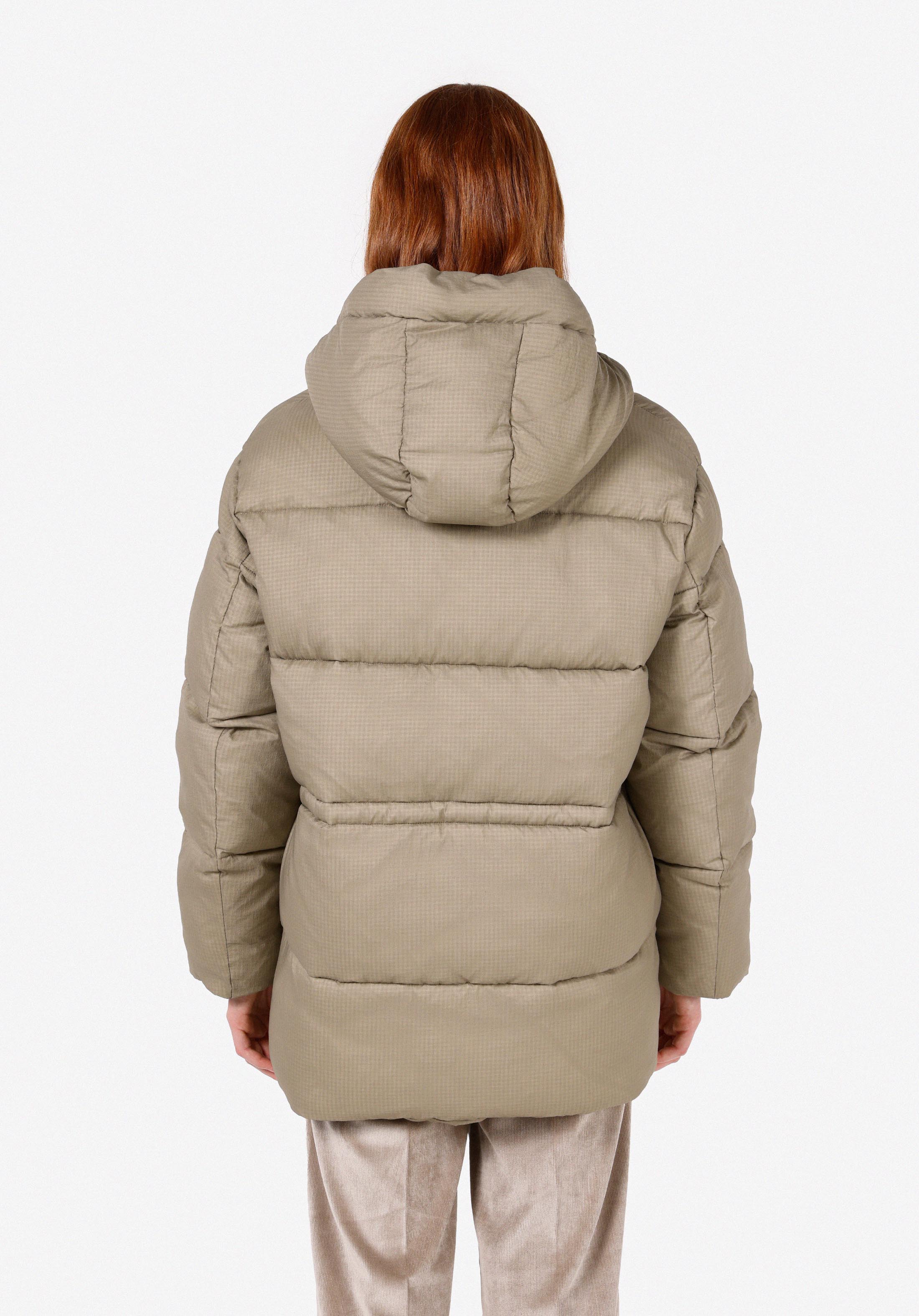 Показать информацию о Женское зеленое пальто с капюшоном прямого кроя