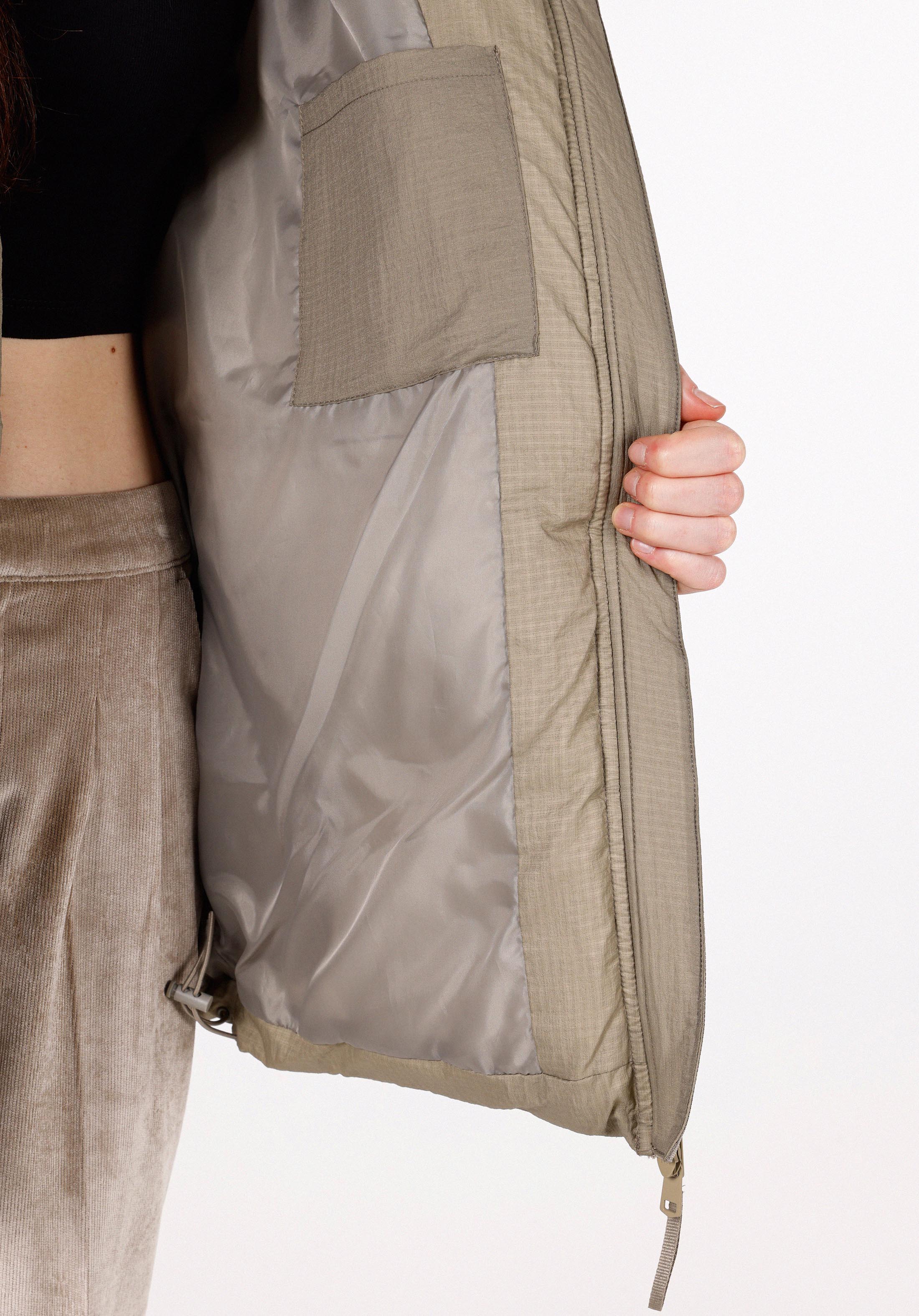 Показать информацию о Женское зеленое пальто с капюшоном прямого кроя