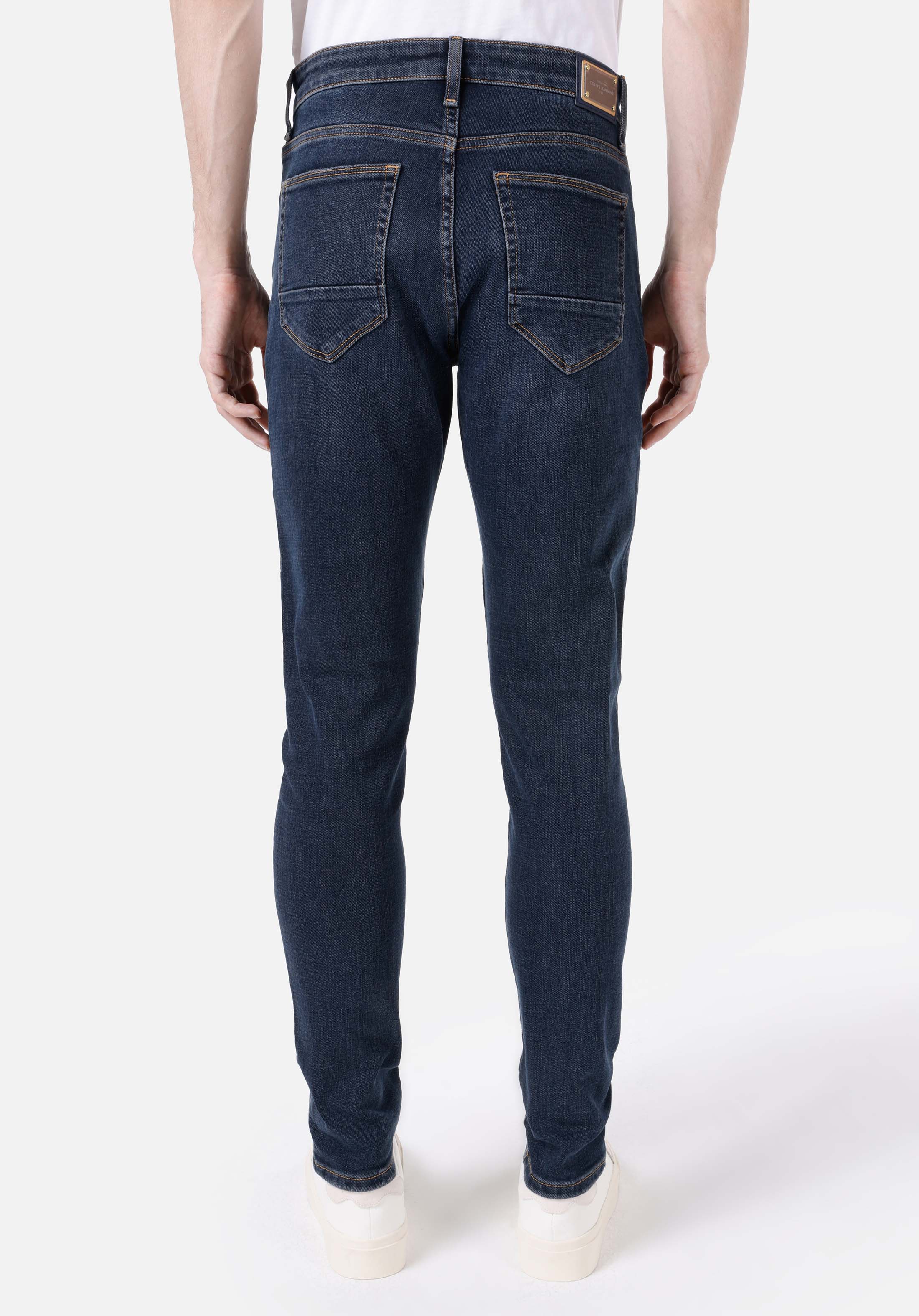 Показать информацию о Slim fit мужские темно-синие джинсы