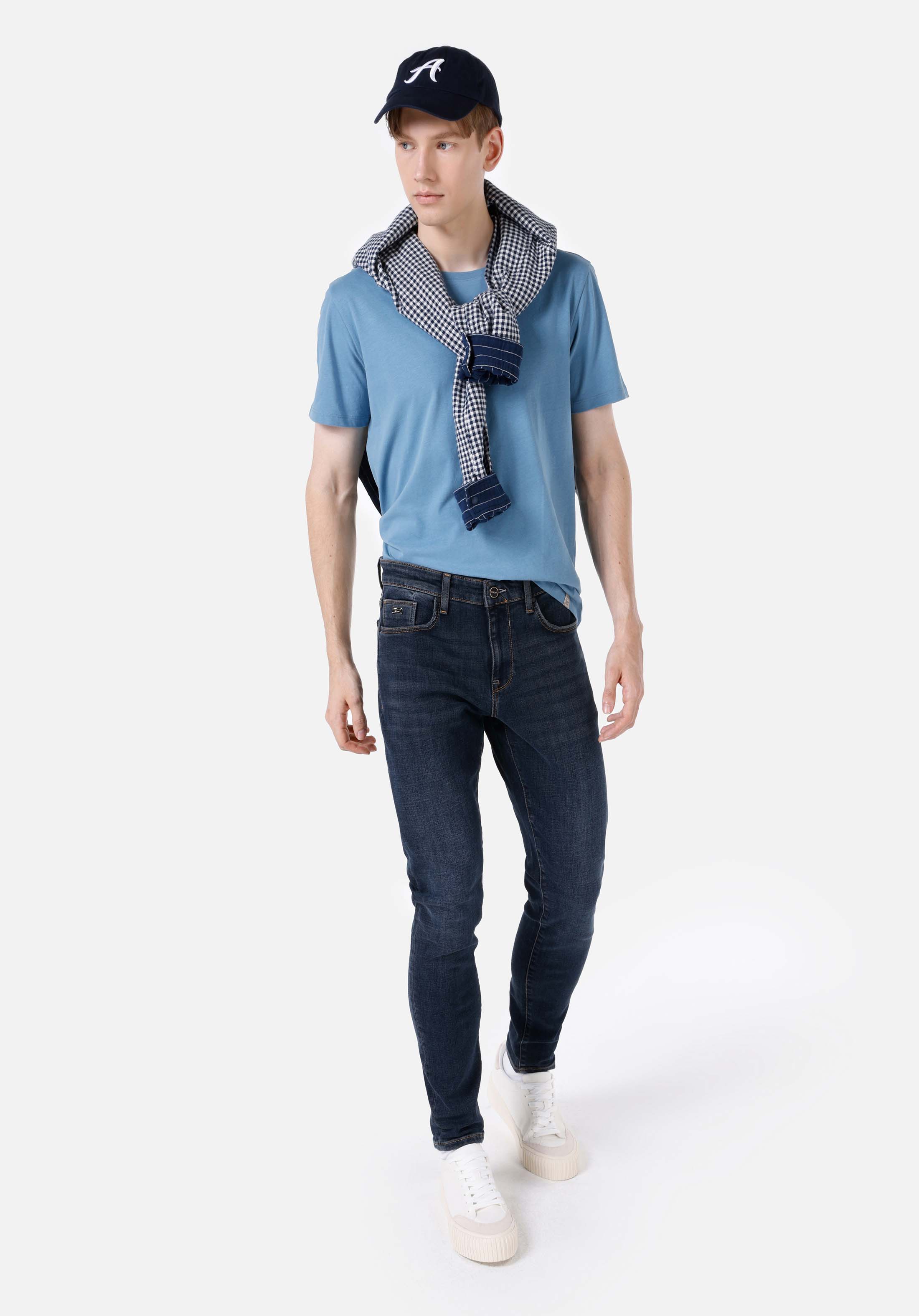 Показать информацию о Slim fit мужские темно-синие джинсы