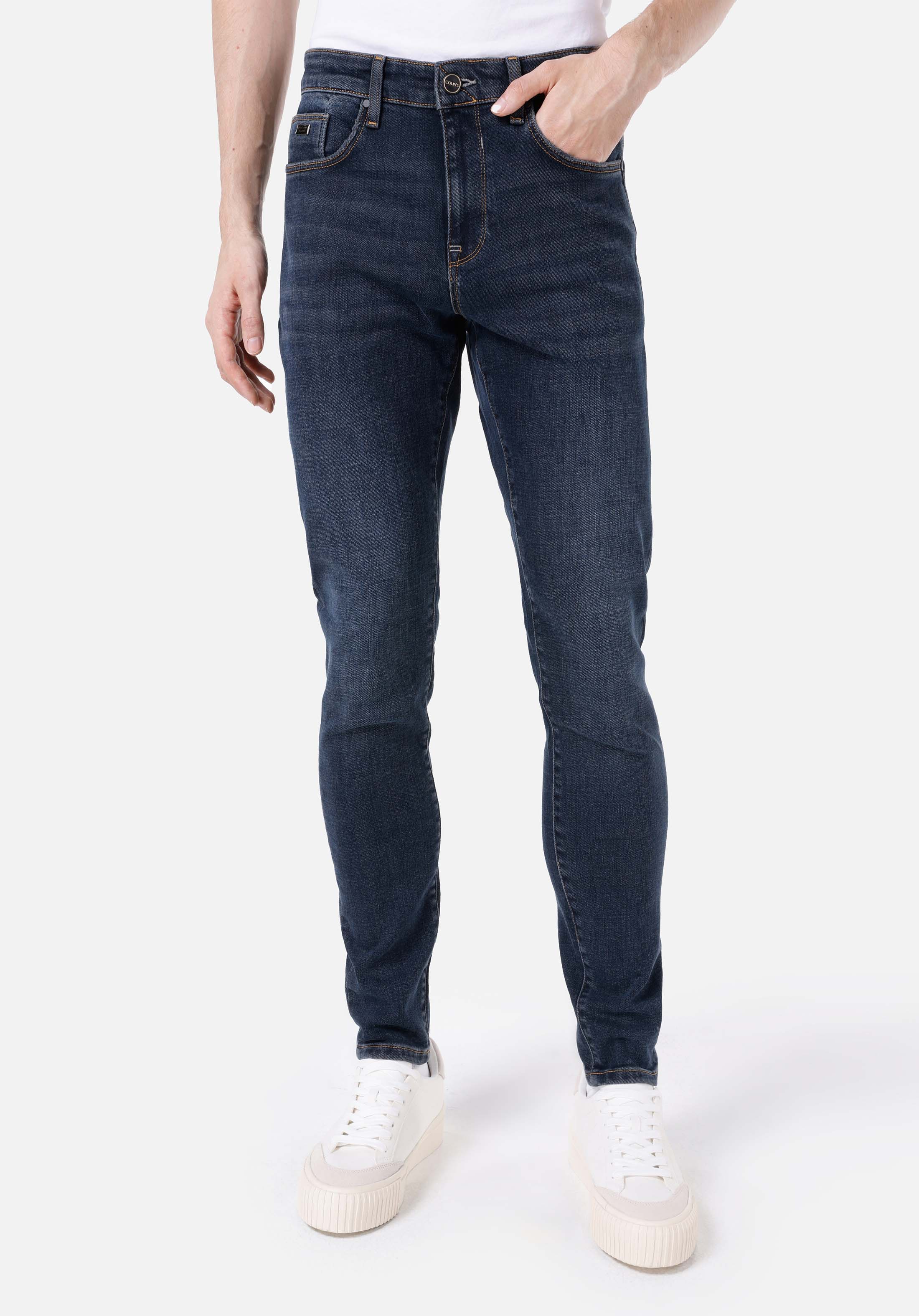 Показать информацию о Slim fit мужские темно-синие джинсы