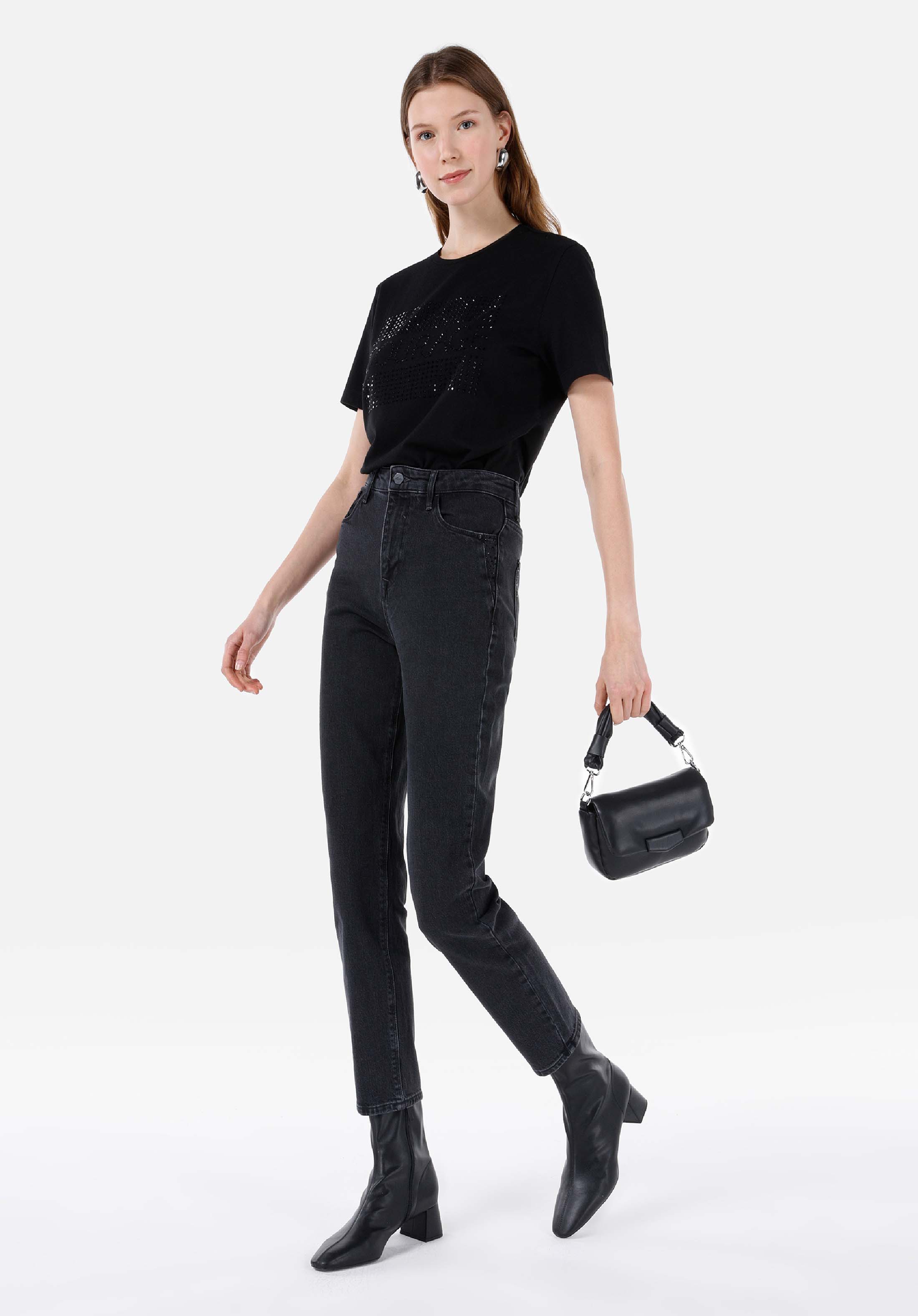 Показать информацию о Mom fit slim leg женские джинсы из денима